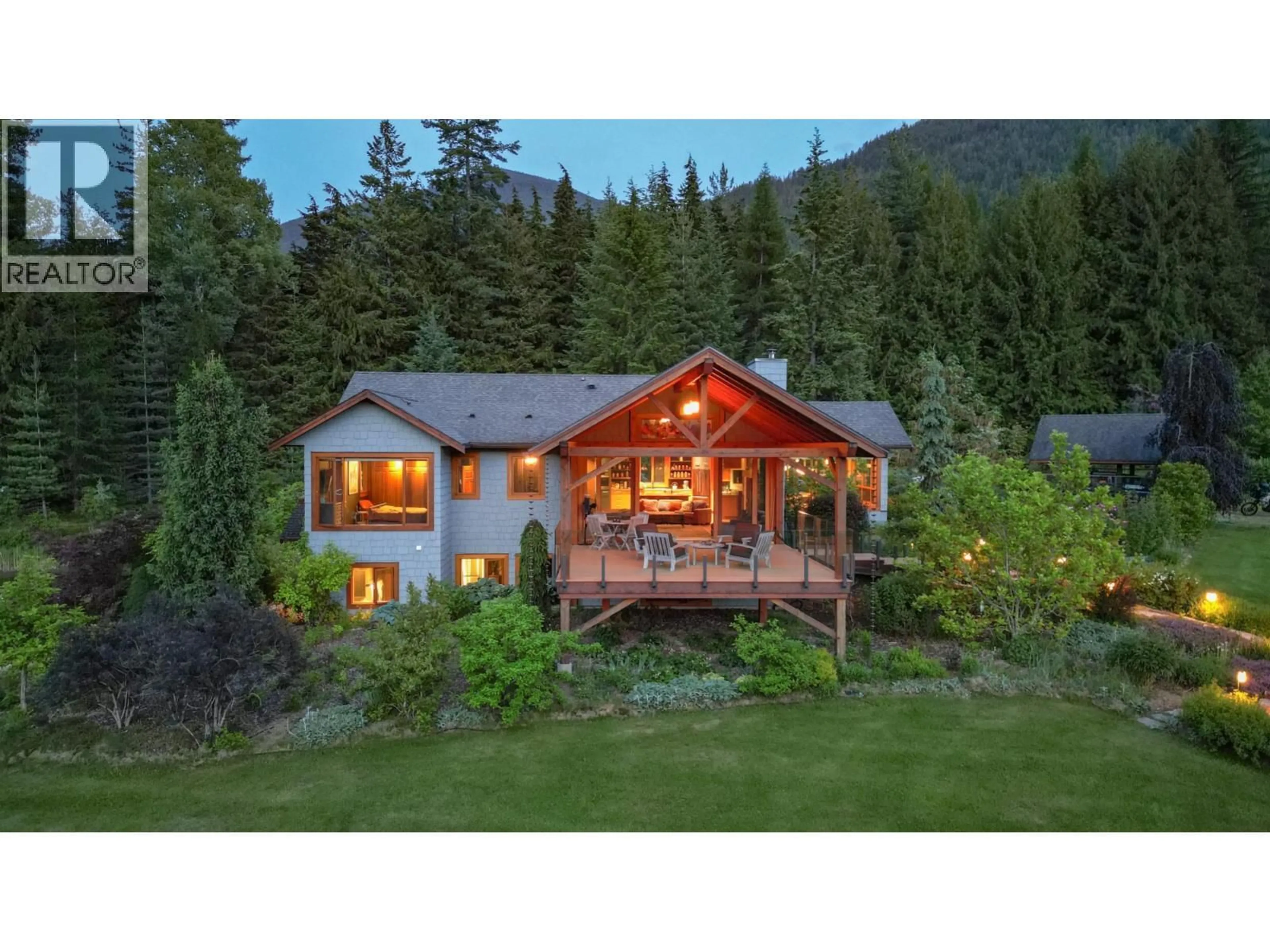 A pic from outside/outdoor area/front of a property/back of a property/a pic from drone, mountain view for 6890 HARROP-PROCTER ROAD, Harrop British Columbia V1L6R2