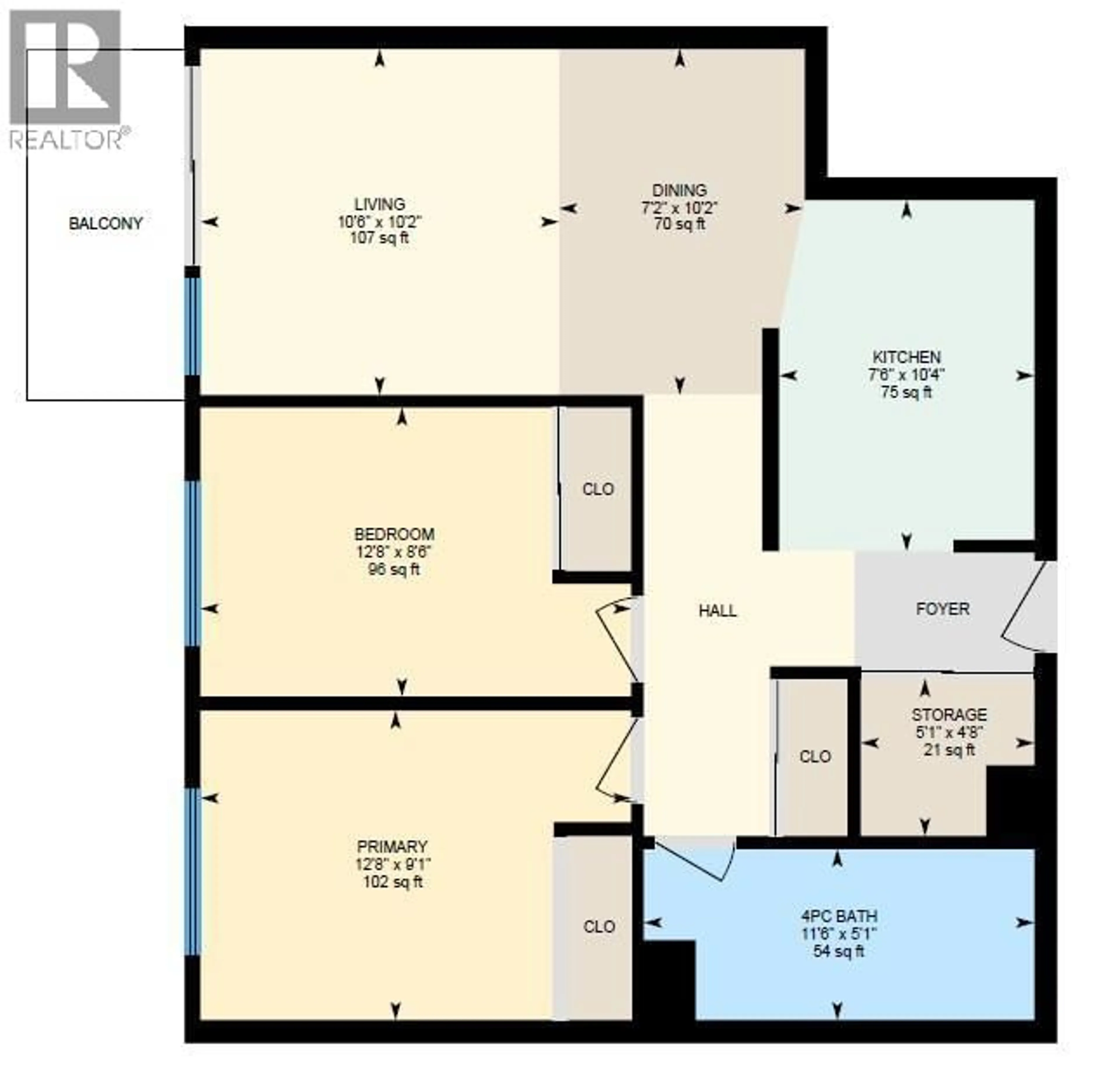 Floor plan for 203 - 625 ROWCLIFFE AVENUE, Kelowna British Columbia V1Y5Y8