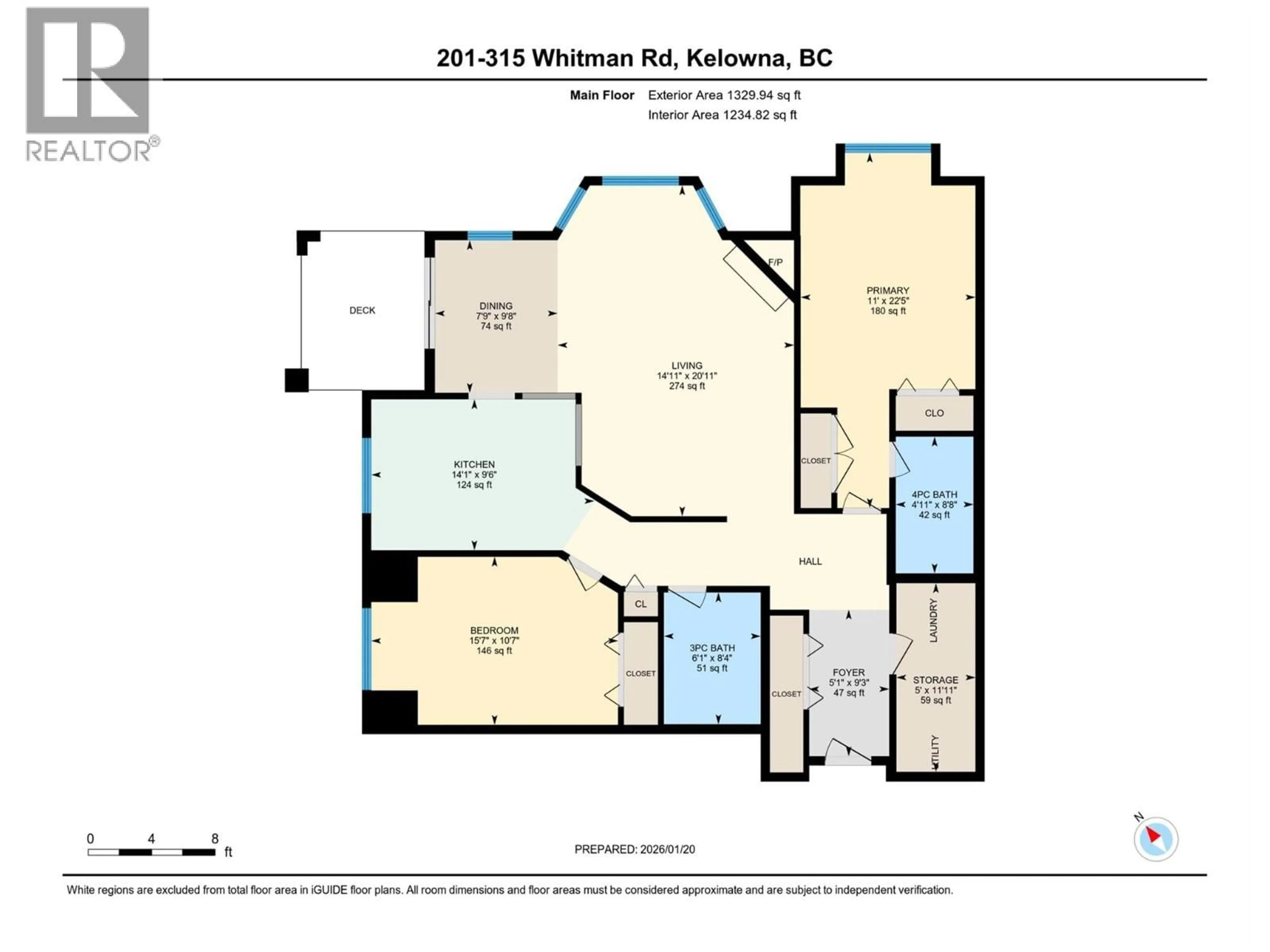 Floor plan for 201 - 315 WHITMAN ROAD, Kelowna British Columbia V1V2J4