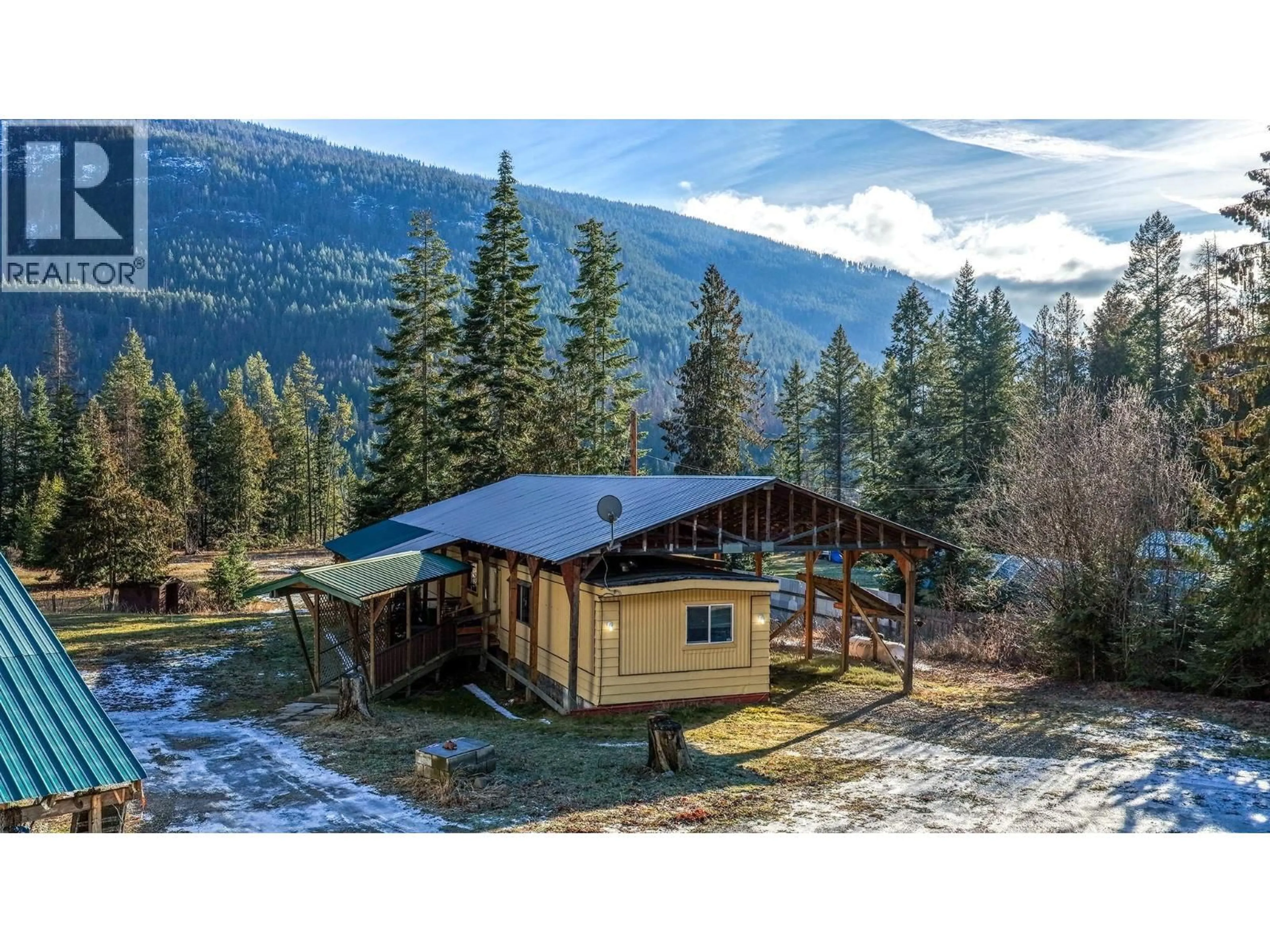A pic from outside/outdoor area/front of a property/back of a property/a pic from drone, mountain view for 4717 GOAT RIVER NORTH ROAD, Arrow Creek British Columbia V0B1G9