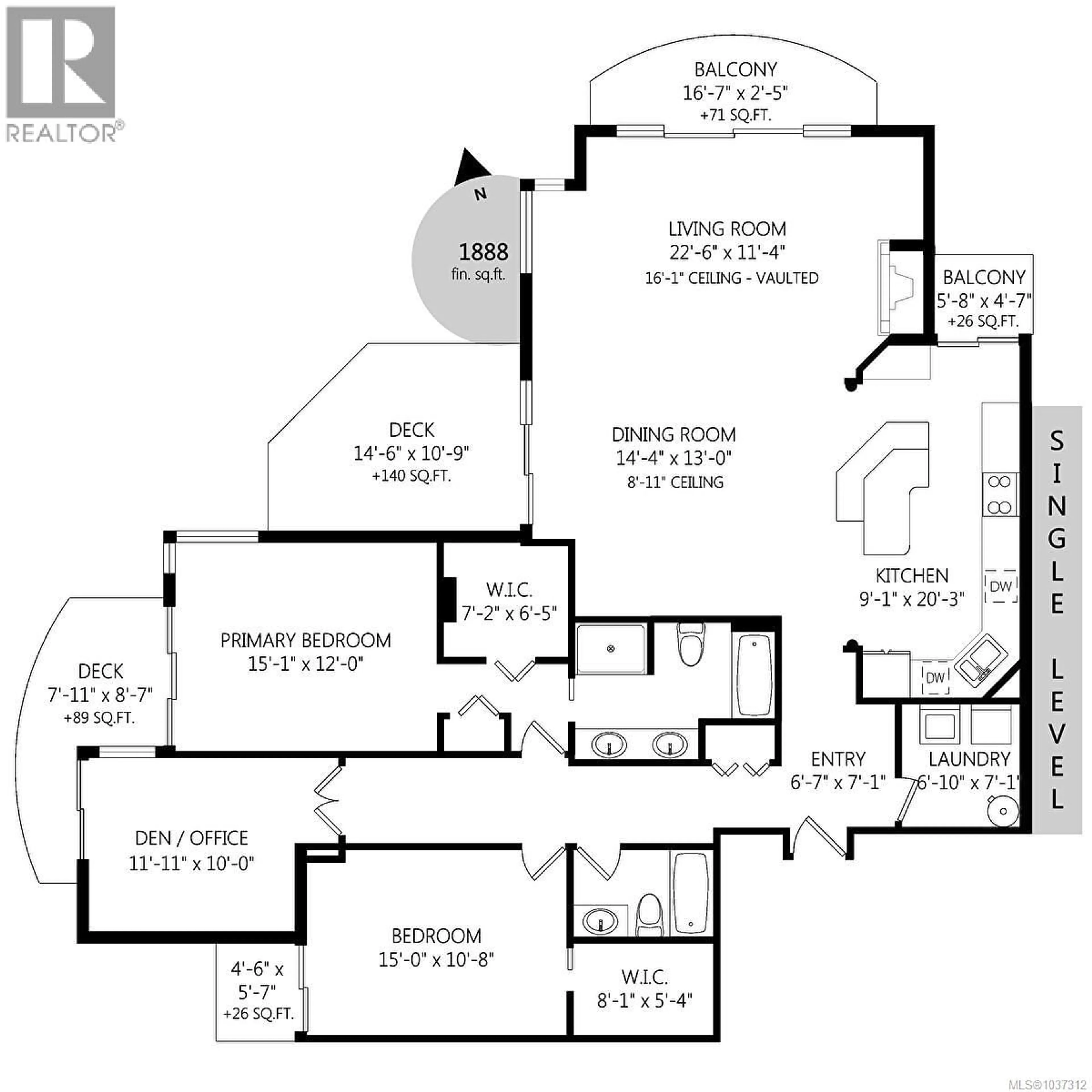 Floor plan for 1702 - 1020 VIEW STREET, Victoria British Columbia V8V4Y4