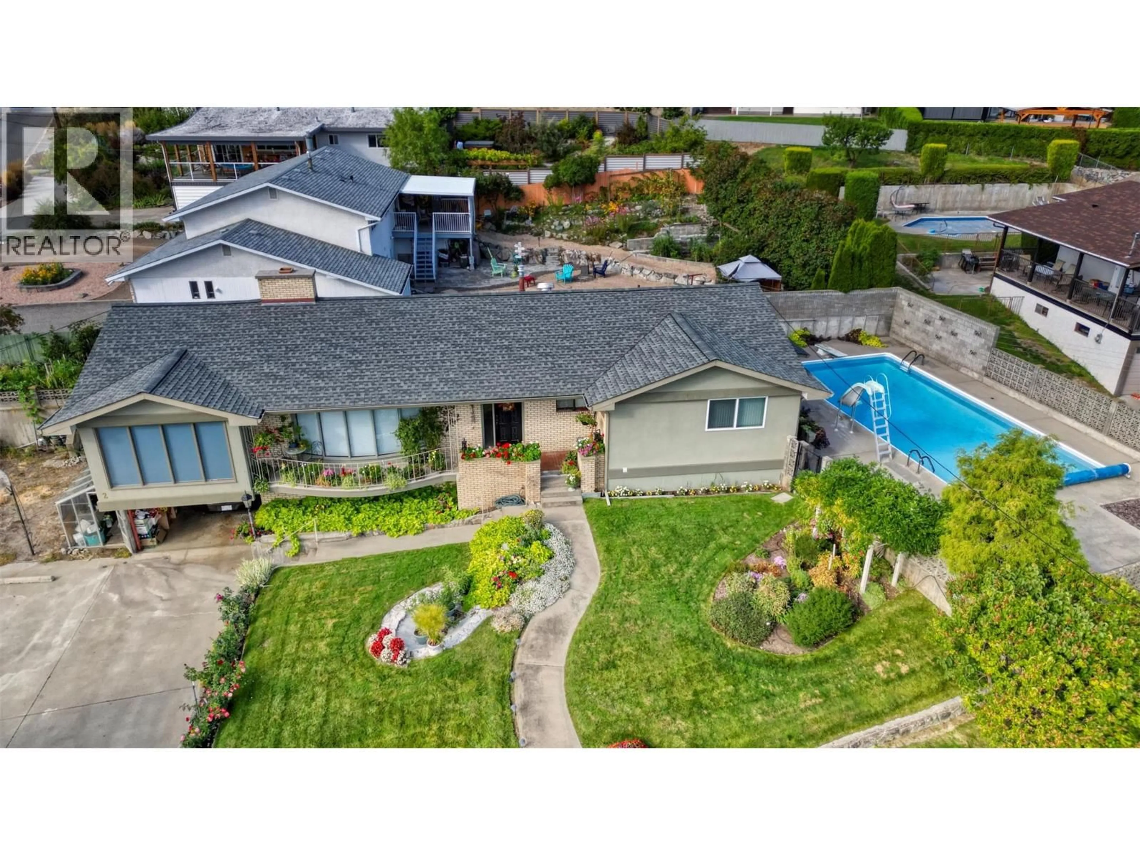 A pic from outside/outdoor area/front of a property/back of a property/a pic from drone, unknown for 2 QUAIL PLACE, Osoyoos British Columbia V0H1V1