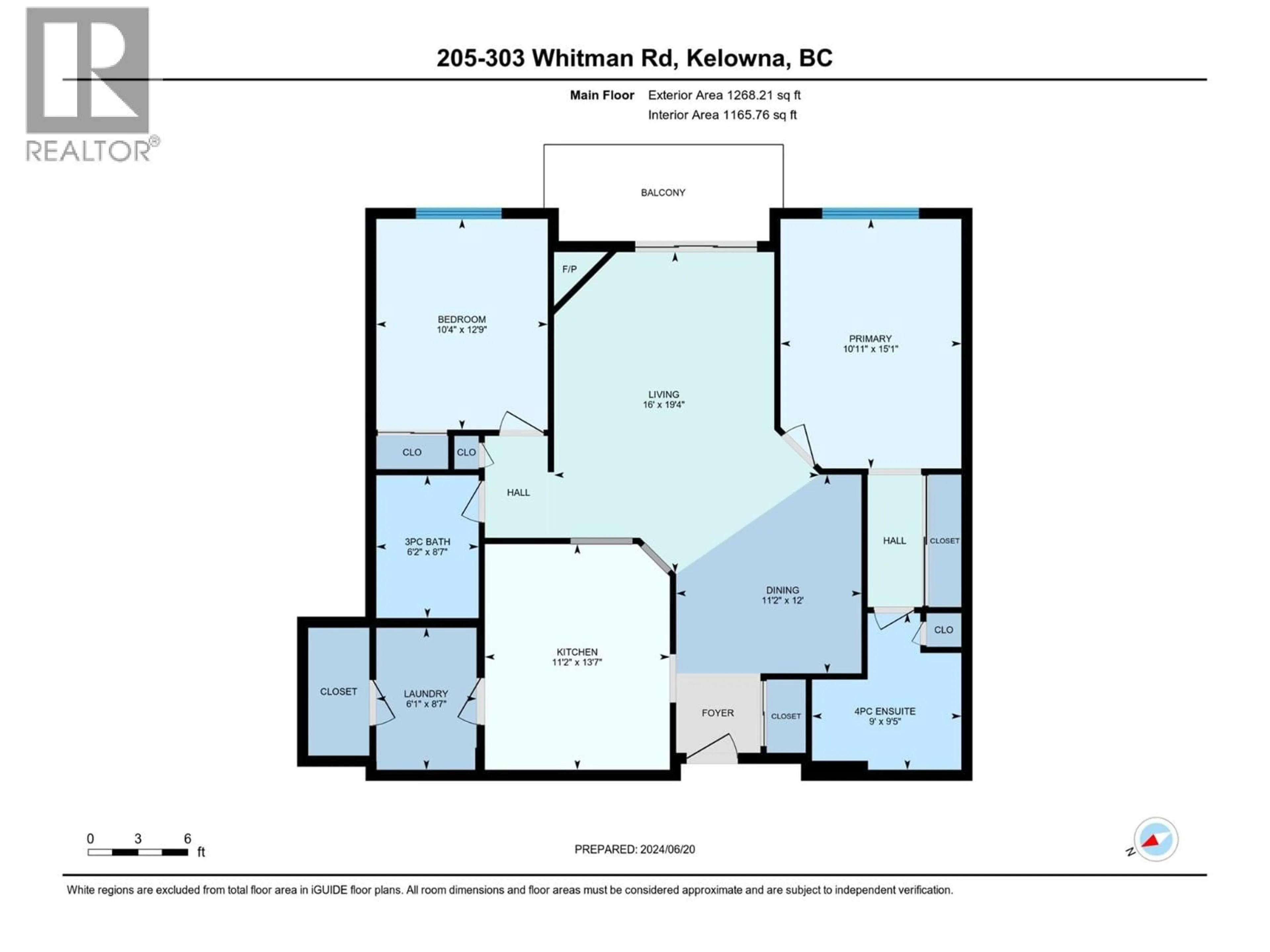 Floor plan for 205 - 303 WHITMAN ROAD, Kelowna British Columbia V1V2P3