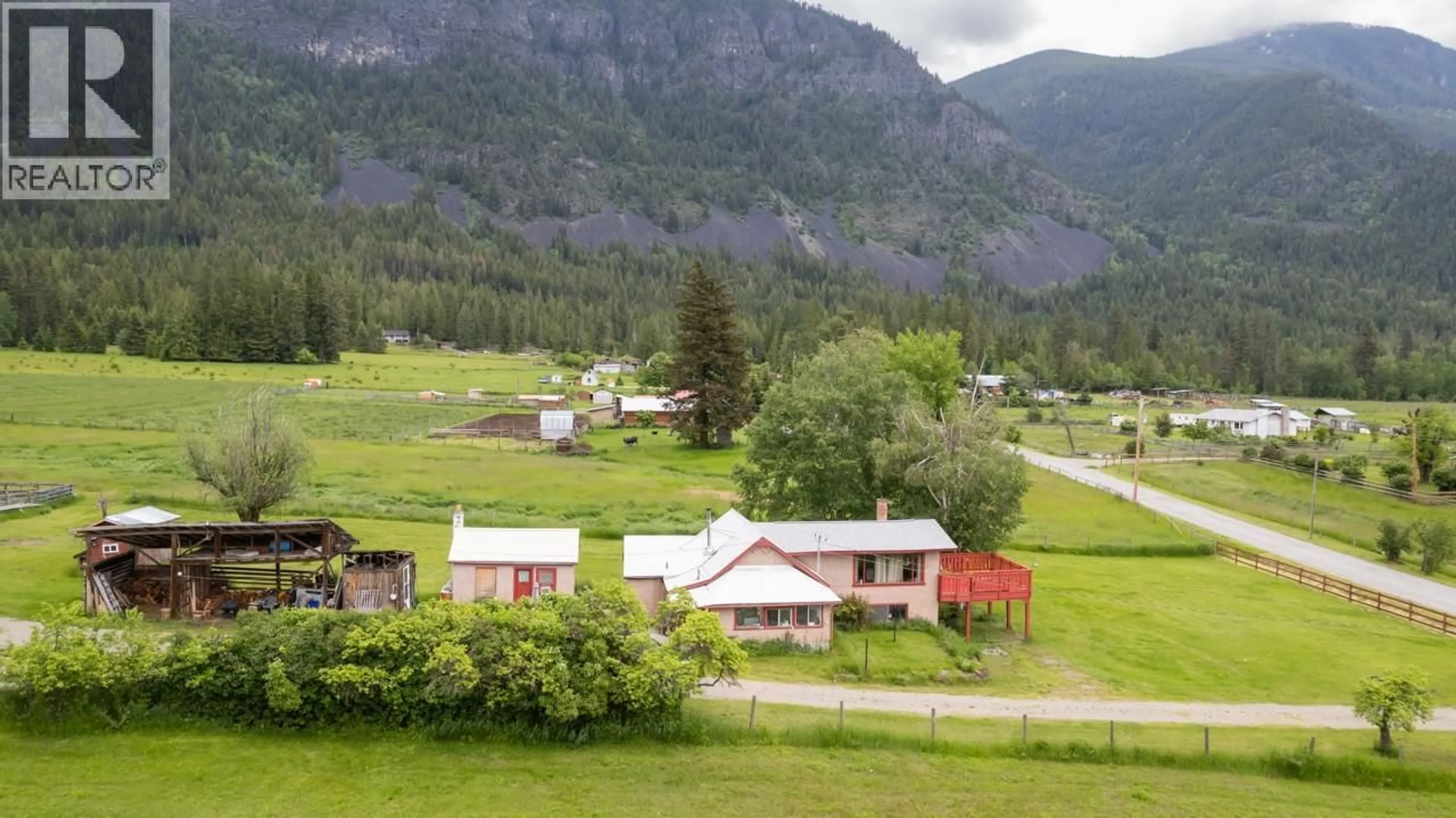 A pic from outside/outdoor area/front of a property/back of a property/a pic from drone, mountain view for 4512 48TH STREET, Canyon British Columbia V0B1C1