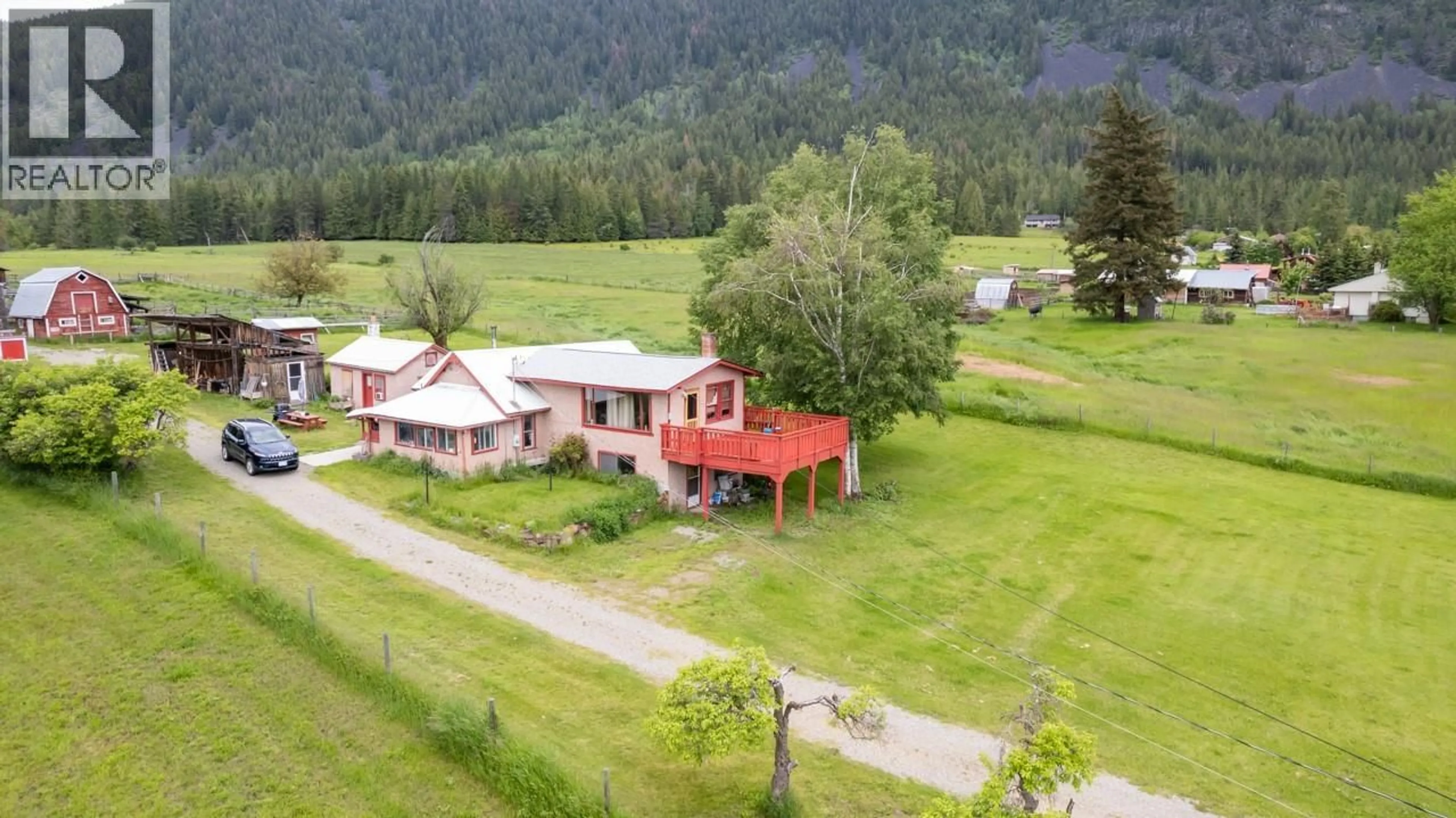 A pic from outside/outdoor area/front of a property/back of a property/a pic from drone, mountain view for 4512 48TH STREET, Canyon British Columbia V0B1C1