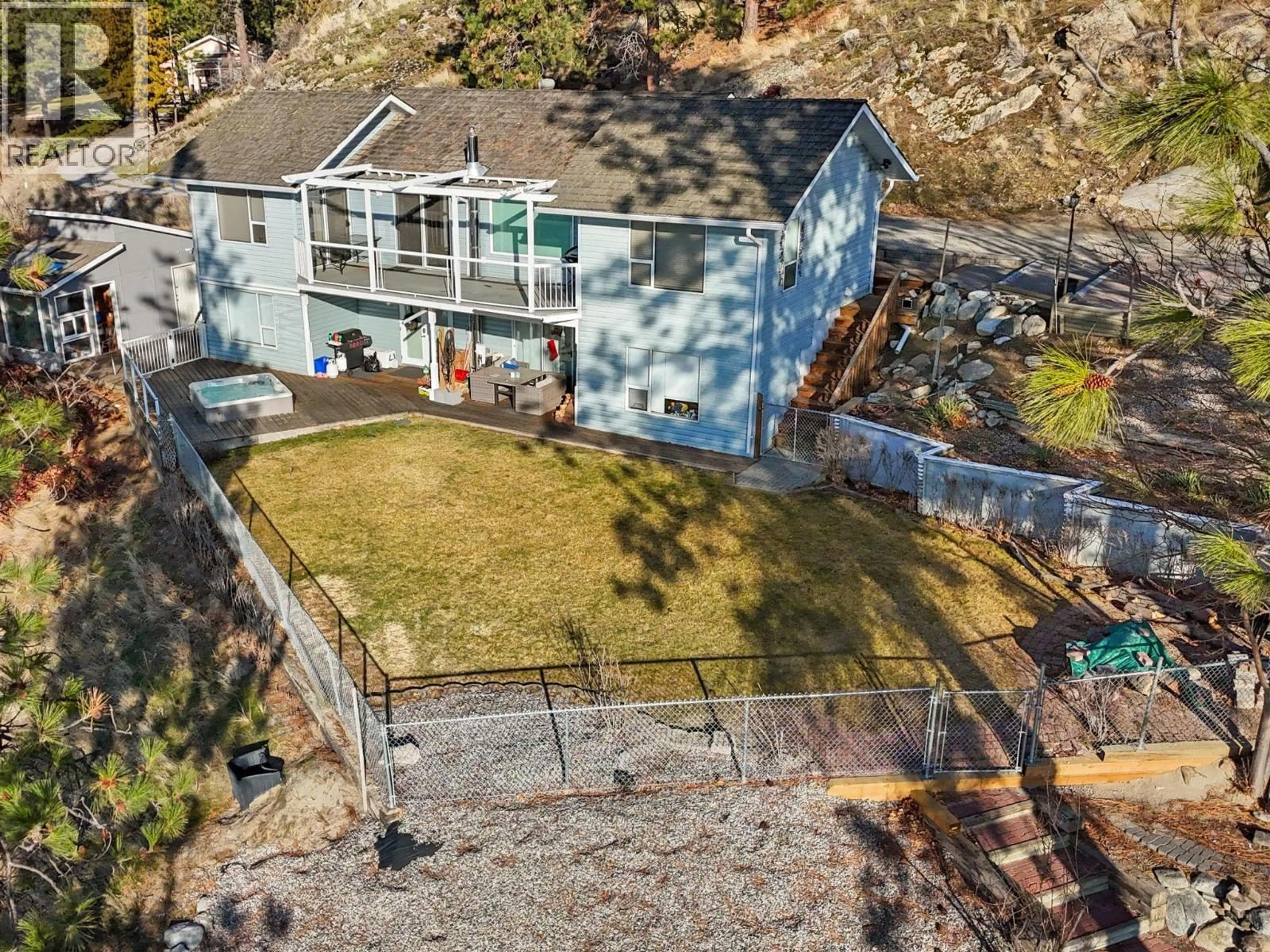A pic from outside/outdoor area/front of a property/back of a property/a pic from drone, unknown for 133 EAGLE RIDGE ROAD, Okanagan Falls British Columbia V0H1R3
