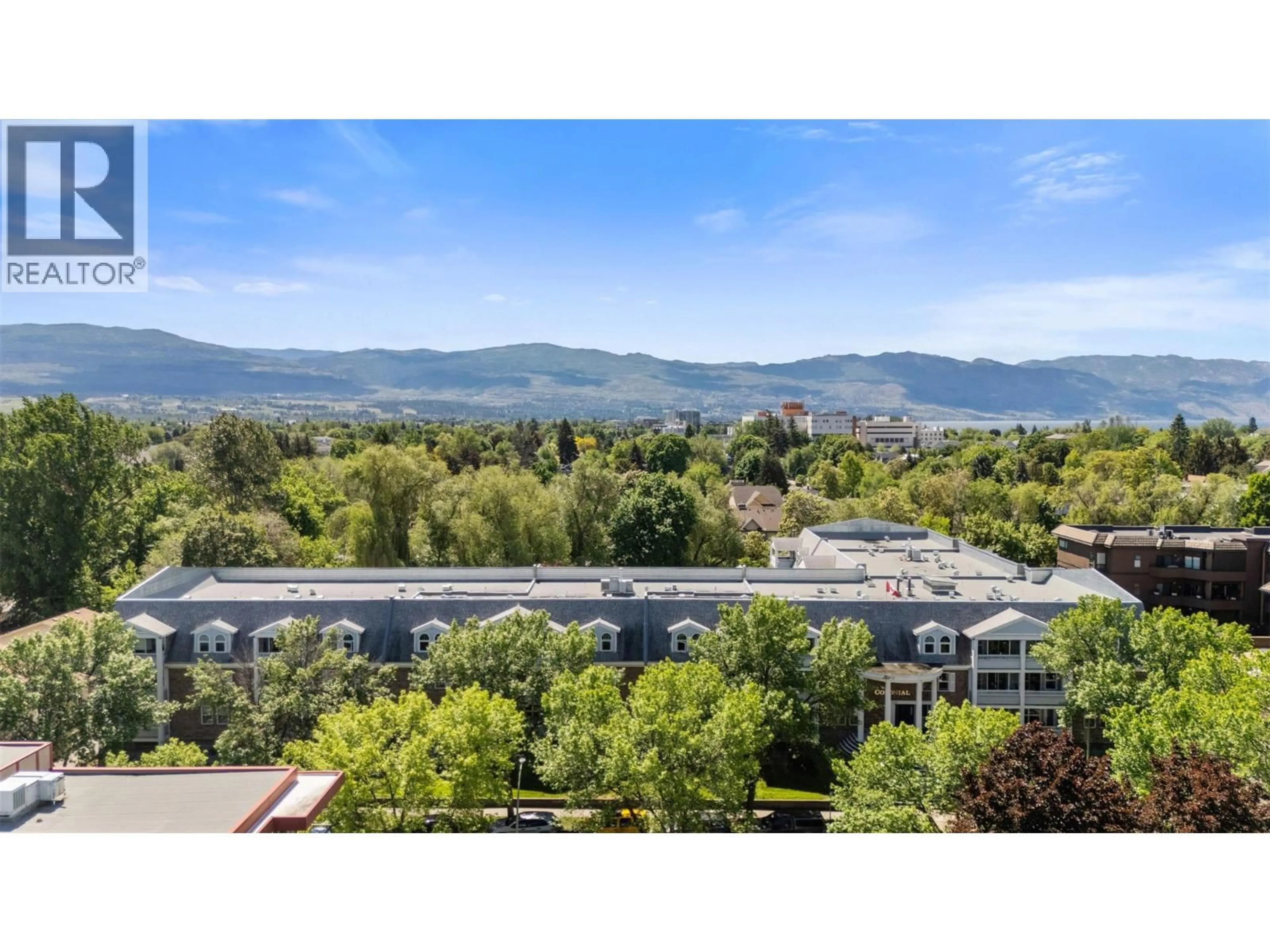 A pic from outside/outdoor area/front of a property/back of a property/a pic from drone, mountain view for 310 - 575 SUTHERLAND AVENUE, Kelowna British Columbia V1Y8V1