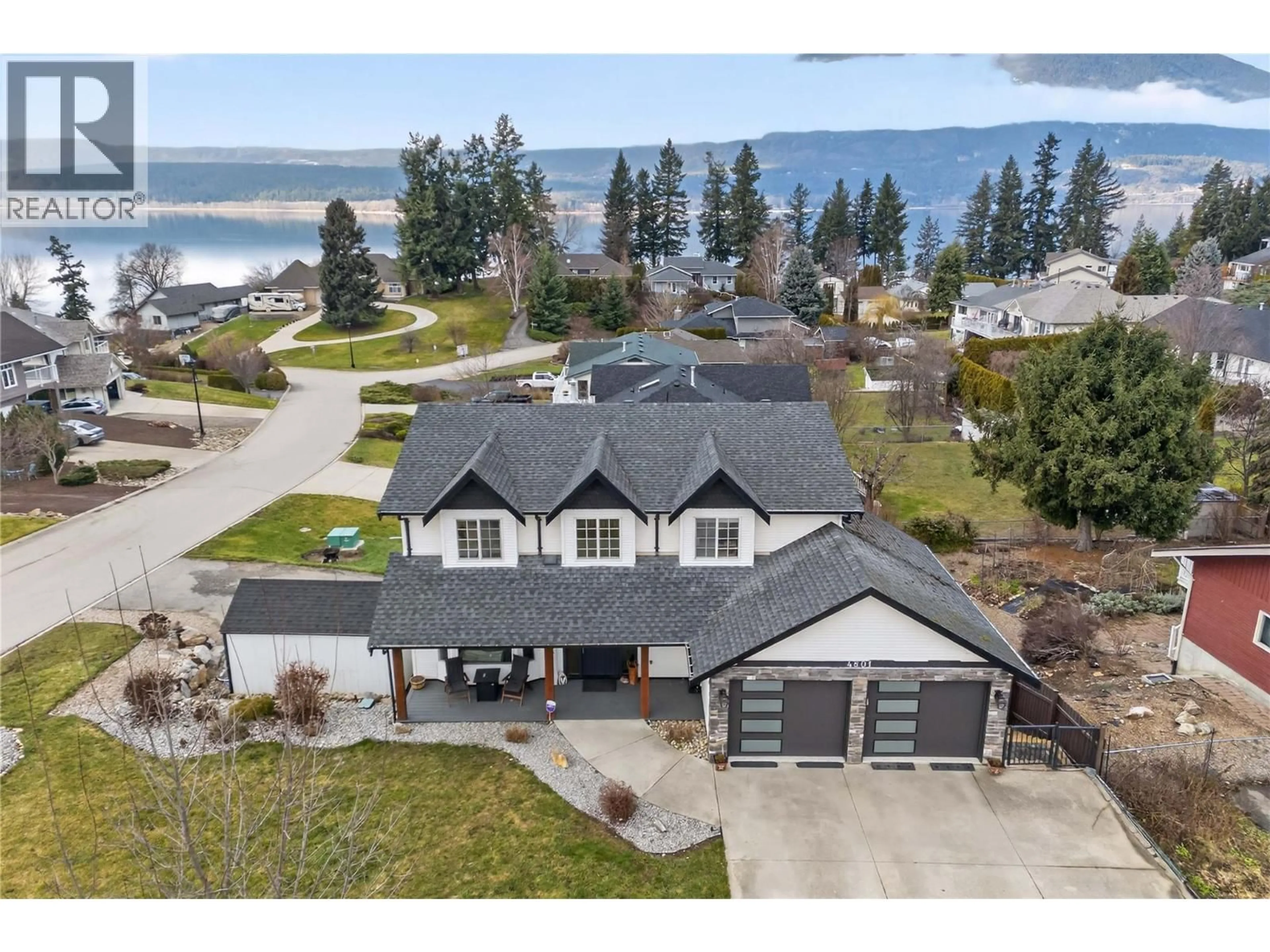 A pic from outside/outdoor area/front of a property/back of a property/a pic from drone, water/lake/river/ocean view for 4801 13 STREET NORTHEAST, Salmon Arm British Columbia V1E3P1