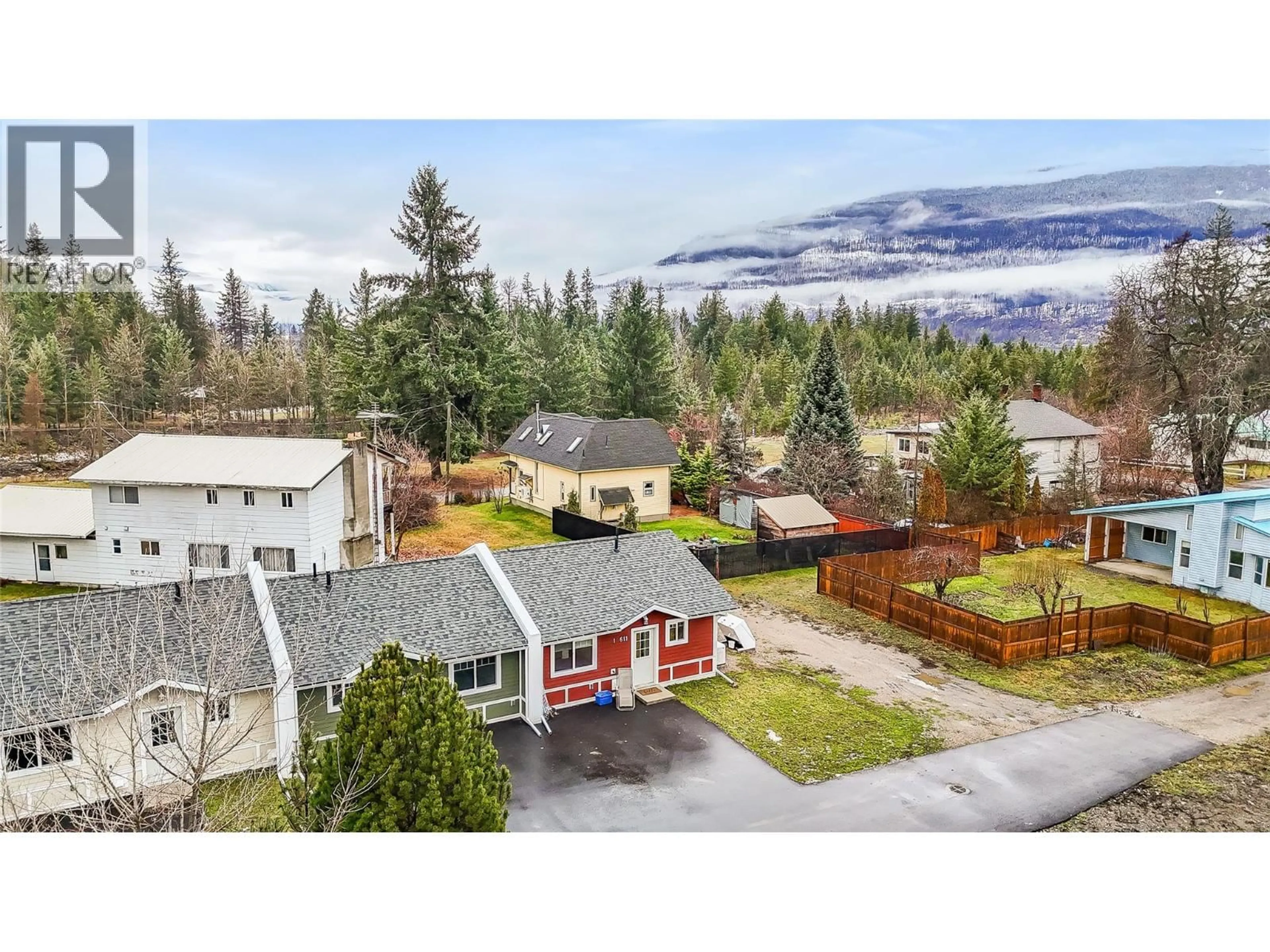 A pic from outside/outdoor area/front of a property/back of a property/a pic from drone, mountain view for 1 - 611 UNION STREET, New Denver British Columbia V0G1S0