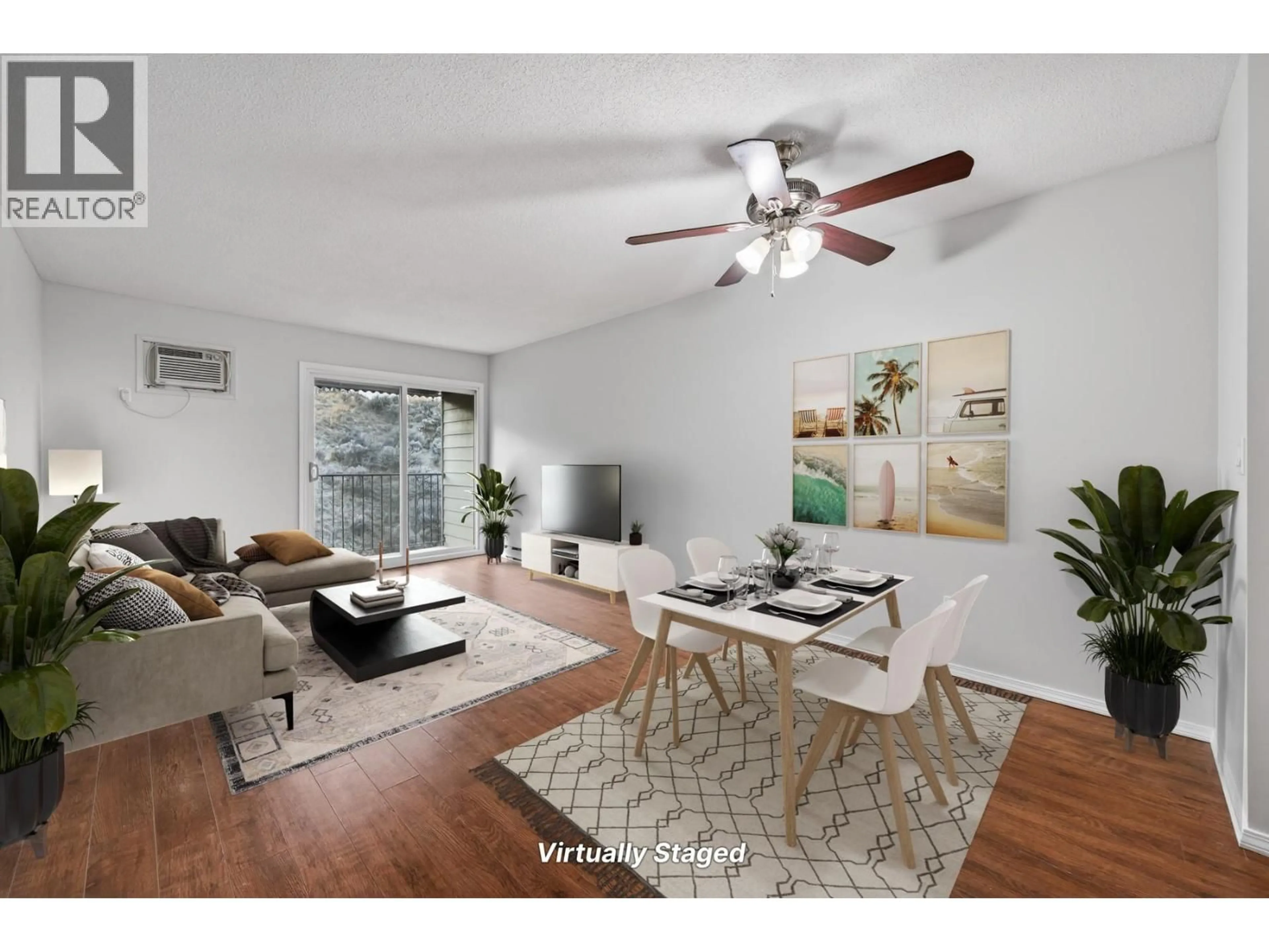 Living room with furniture, wood/laminate floor for 308 - 751 GRANDVIEW TERRACE, Kamloops British Columbia V2C6C9