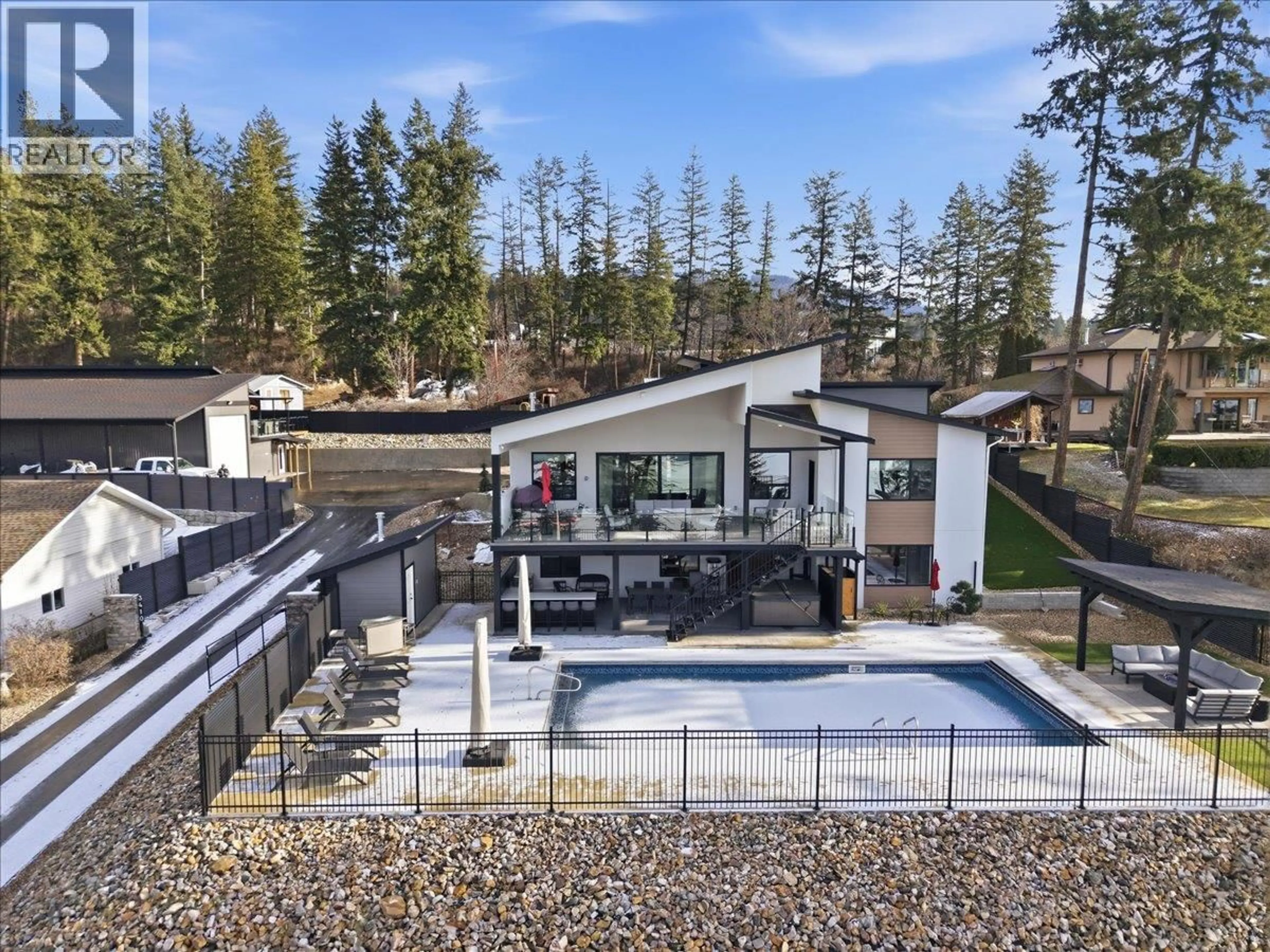 A pic from outside/outdoor area/front of a property/back of a property/a pic from drone, mountain view for 3410 LAKESHORE ROAD NORTHEAST, Salmon Arm British Columbia V1E3N4