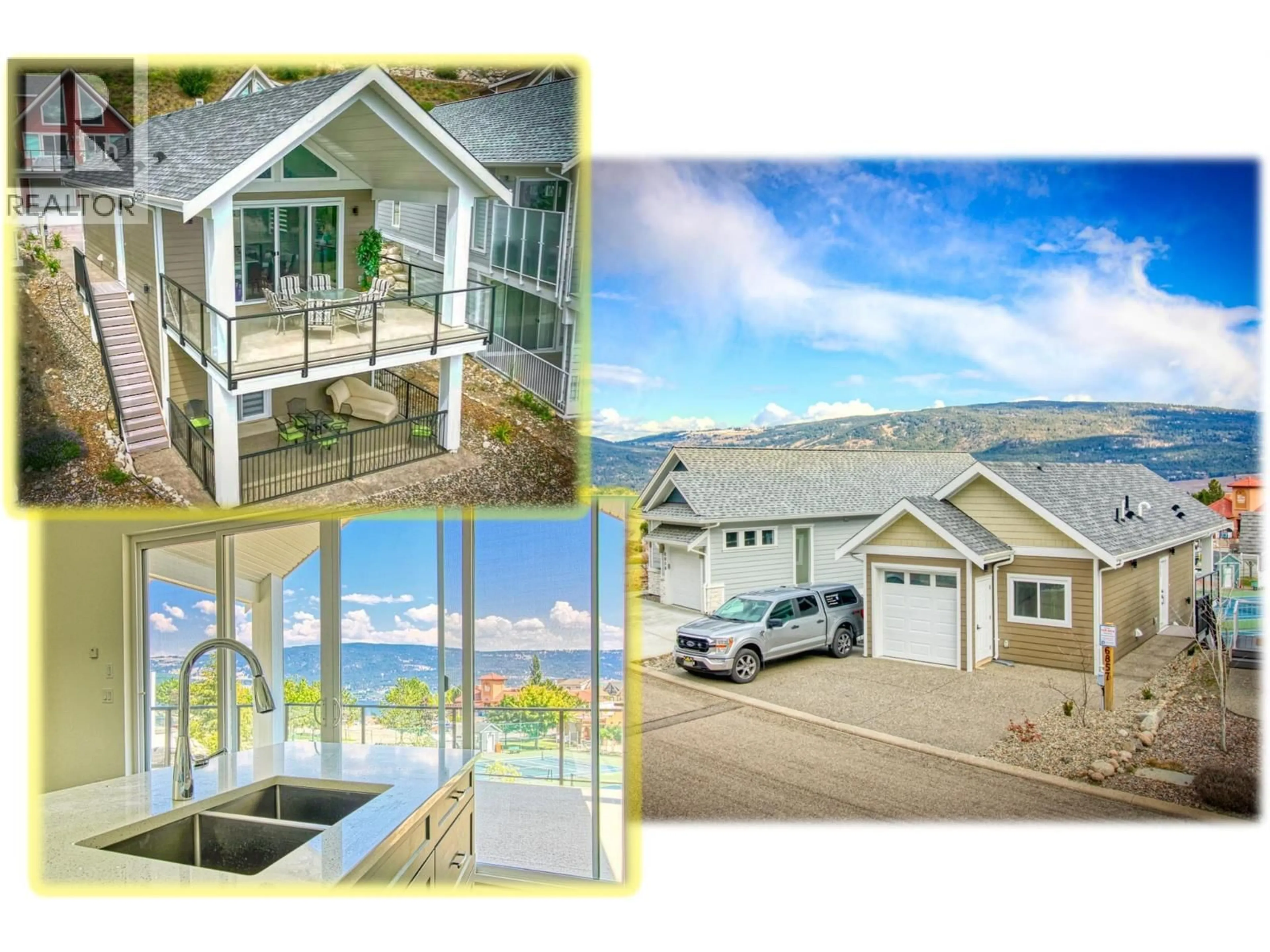 A pic from outside/outdoor area/front of a property/back of a property/a pic from drone, water/lake/river/ocean view for 336 - 6857 MADRID WAY, Kelowna British Columbia V1Z3R8
