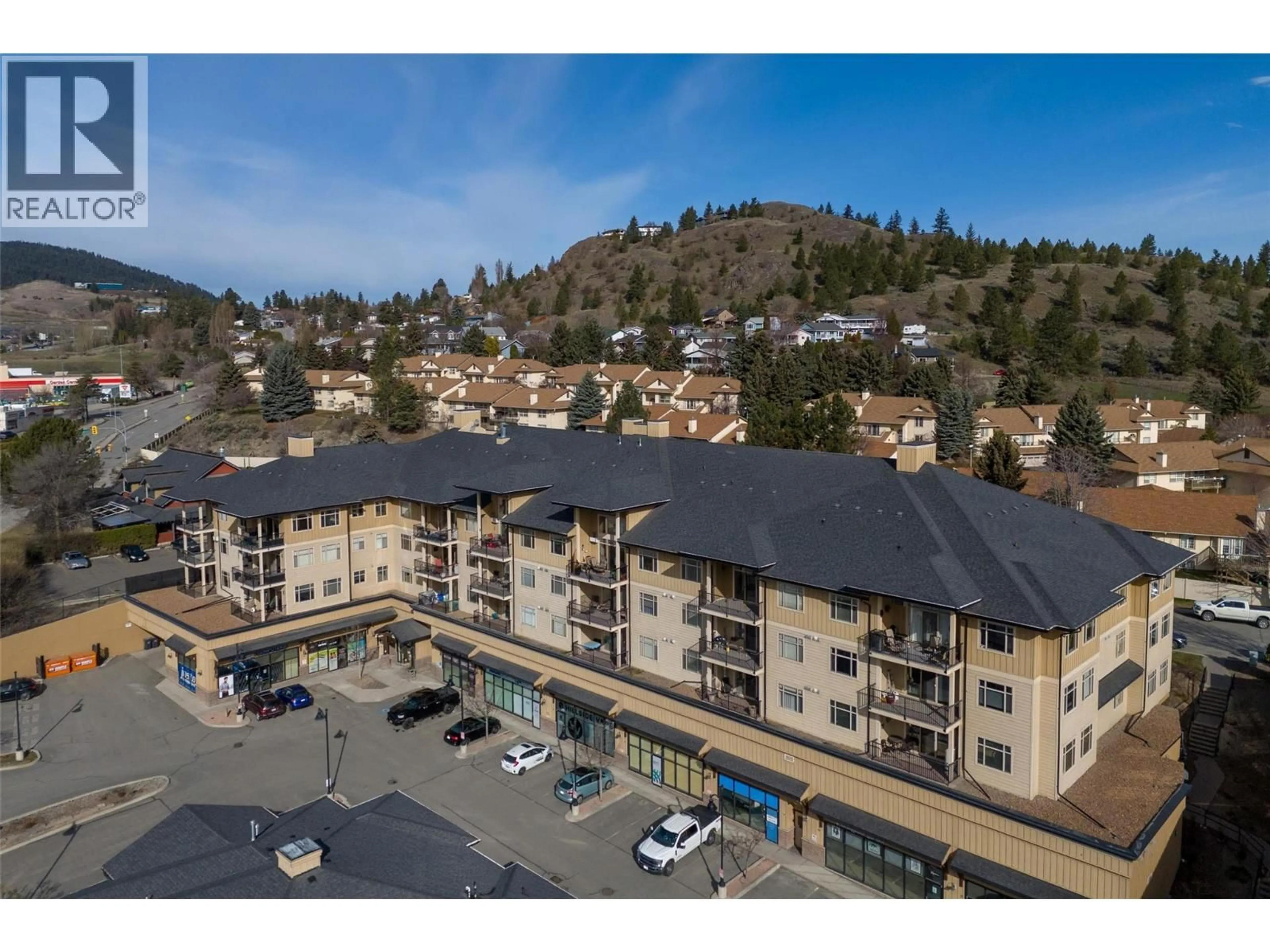 A pic from outside/outdoor area/front of a property/back of a property/a pic from drone, mountain view for 214 - 1390 HILLSIDE DRIVE, Kamloops British Columbia V2E0A6