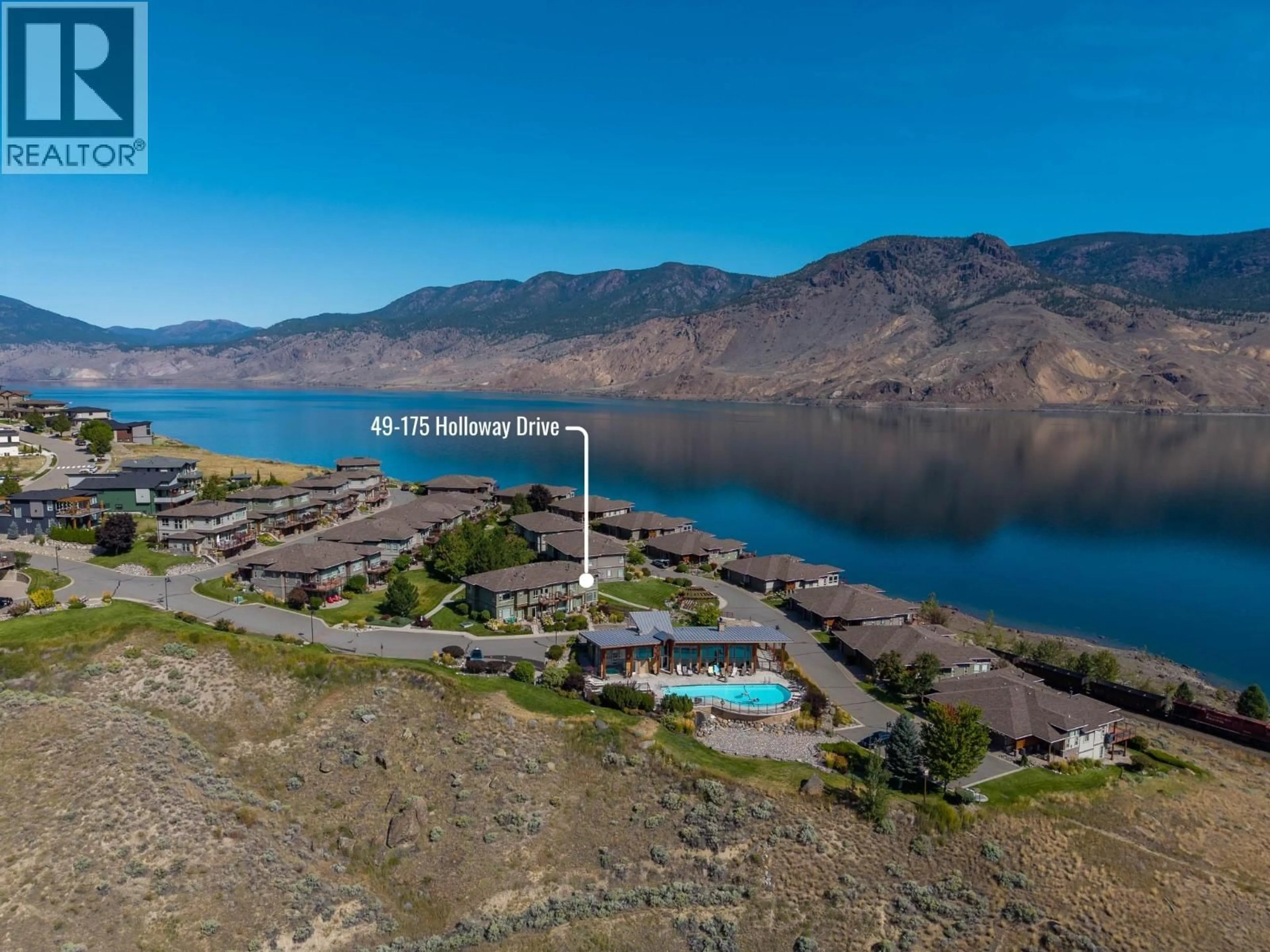 A pic from outside/outdoor area/front of a property/back of a property/a pic from drone, water/lake/river/ocean view for 49 - 175 HOLLOWAY DRIVE, Kamloops British Columbia V1S0B2