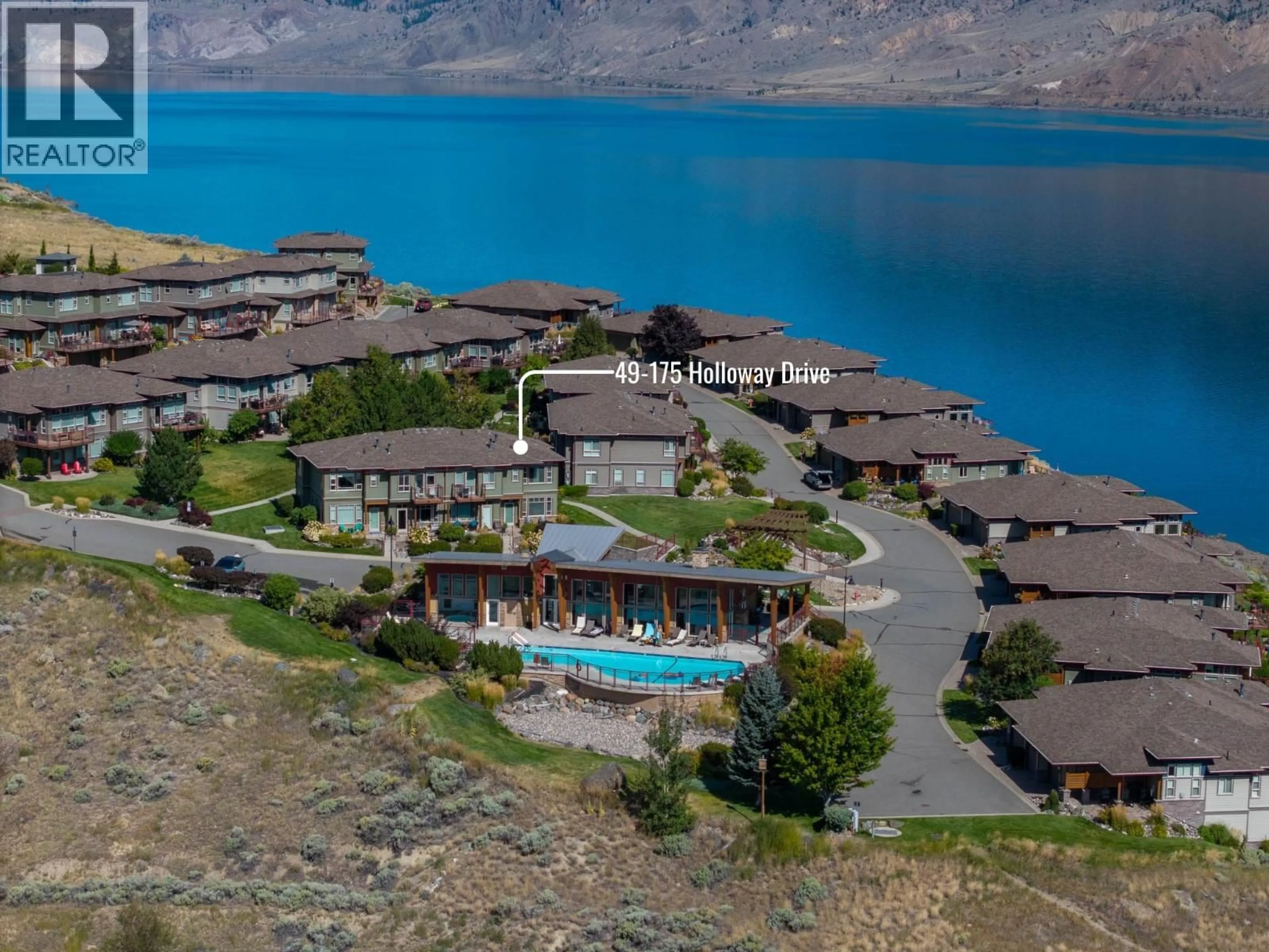 A pic from outside/outdoor area/front of a property/back of a property/a pic from drone, water/lake/river/ocean view for 49 - 175 HOLLOWAY DRIVE, Kamloops British Columbia V1S0B2