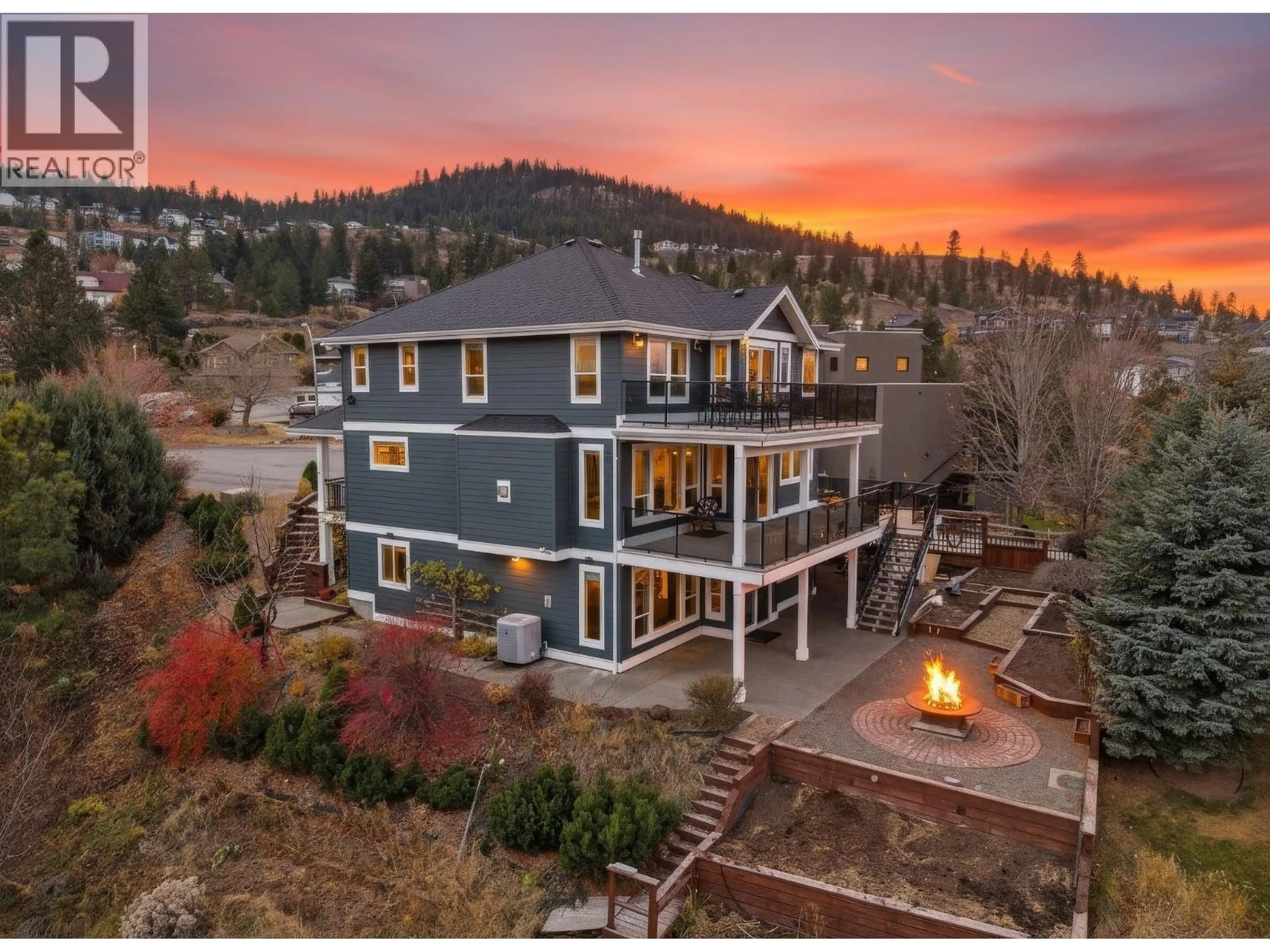 A pic from outside/outdoor area/front of a property/back of a property/a pic from drone, mountain view for 1430 KECHIKA COURT, Kamloops British Columbia V2E2T5