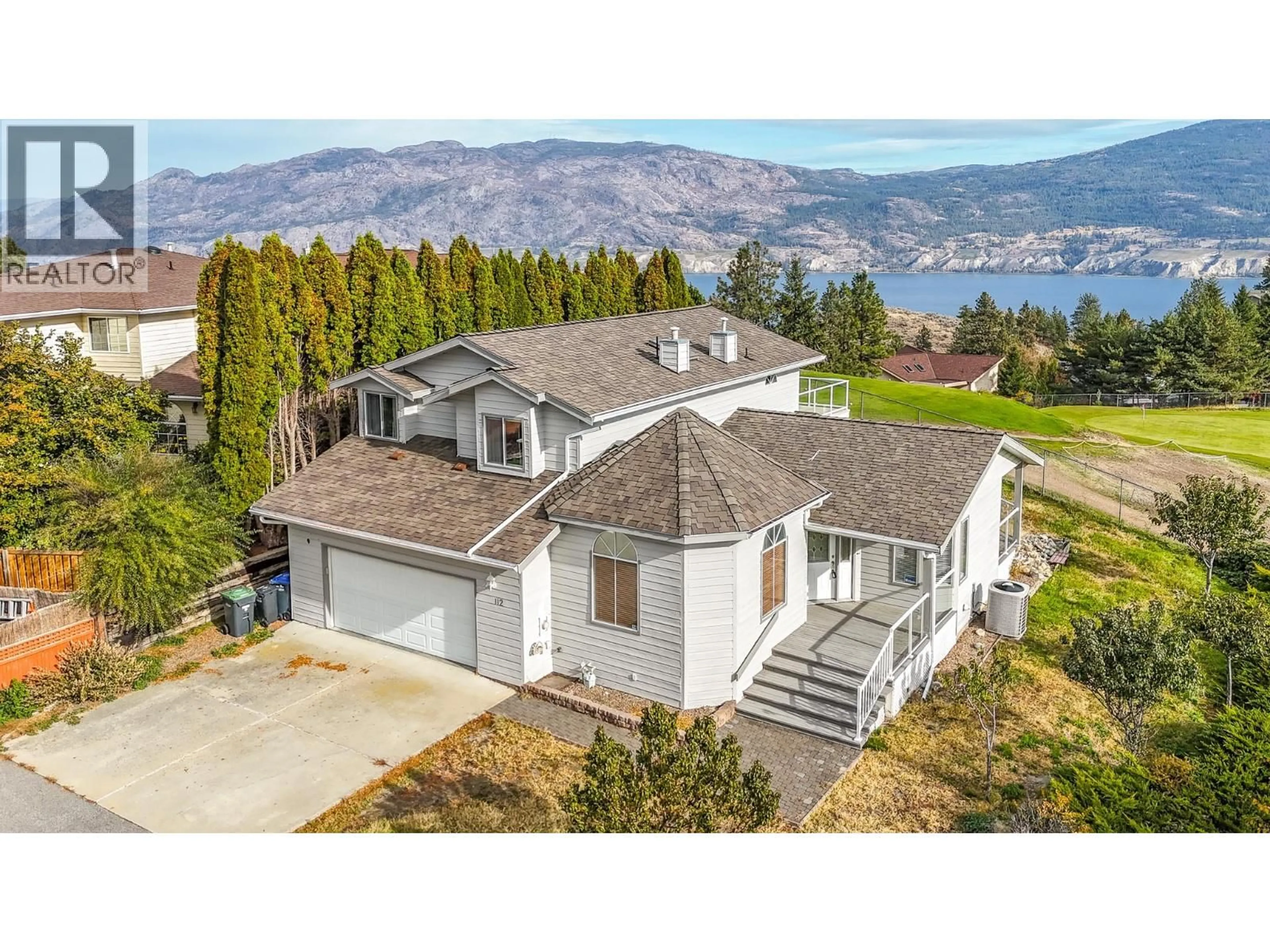 A pic from outside/outdoor area/front of a property/back of a property/a pic from drone, water/lake/river/ocean view for 112 SUMAC RIDGE DRIVE, Summerland British Columbia V0H1Z6