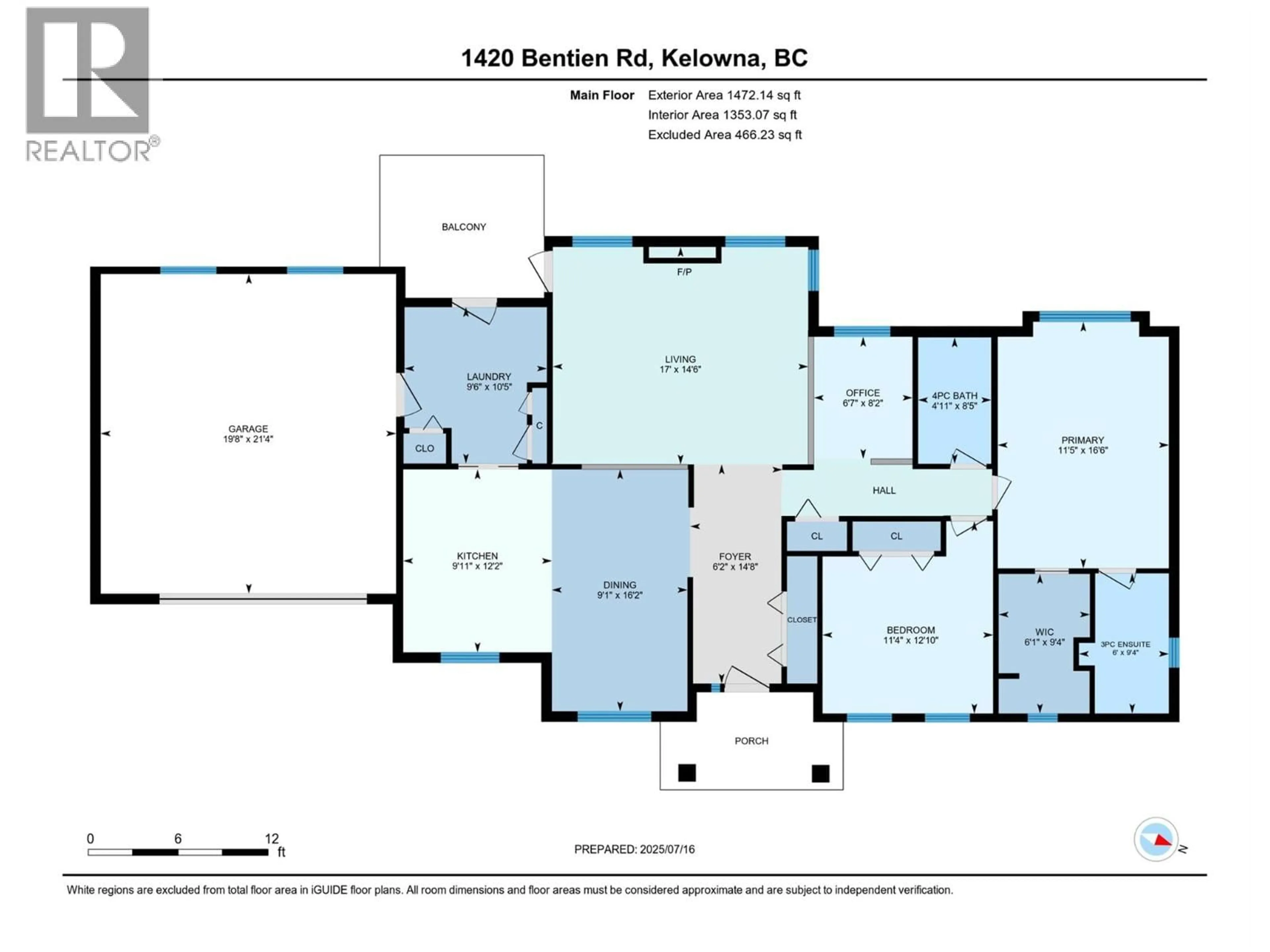 Floor plan for 1420 BENTIEN ROAD, Kelowna British Columbia V1X7K3