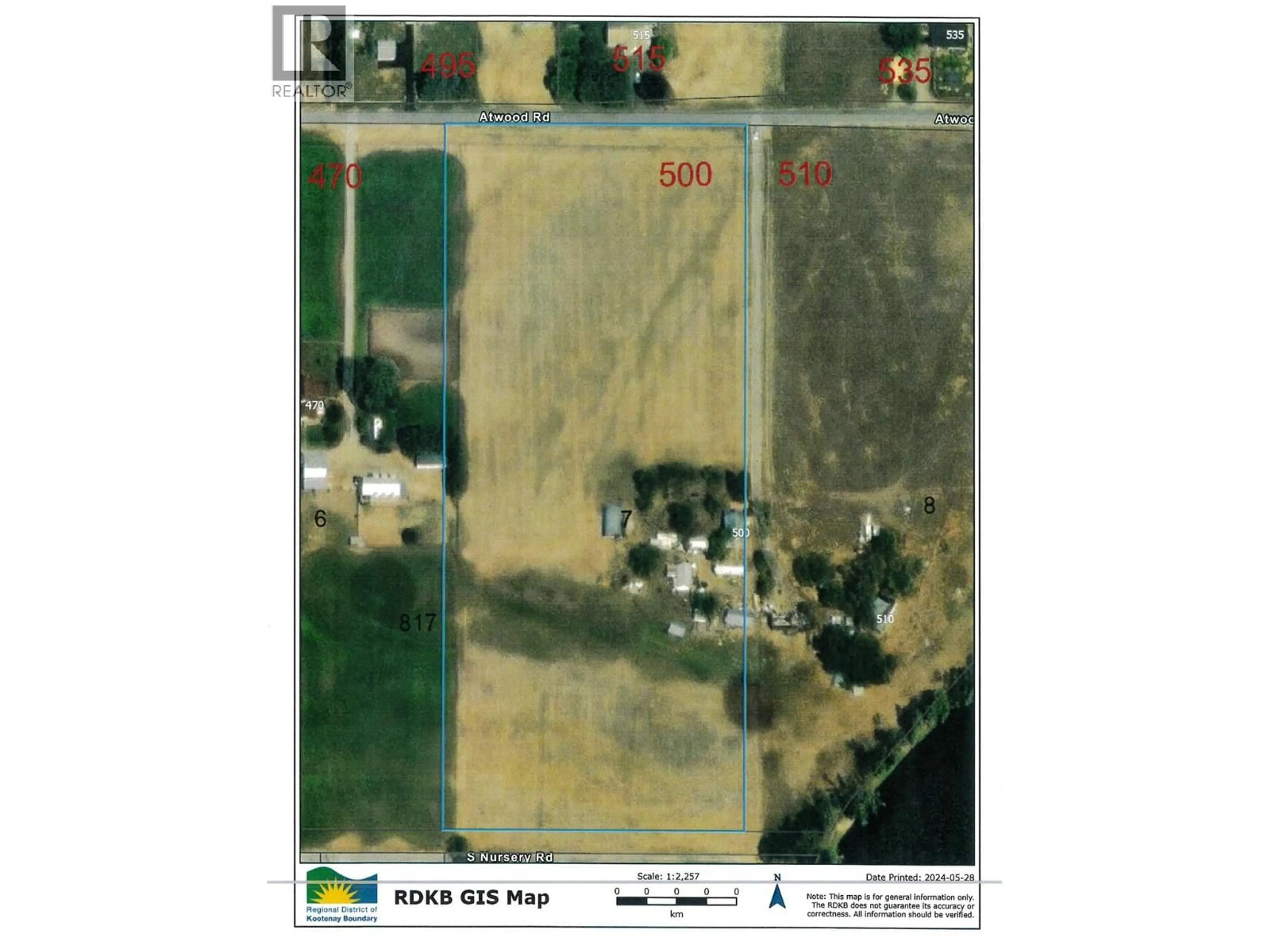 A pic from outside/outdoor area/front of a property/back of a property/a pic from drone, street for 500 ATWOOD ROAD, Grand Forks British Columbia V0H1H9