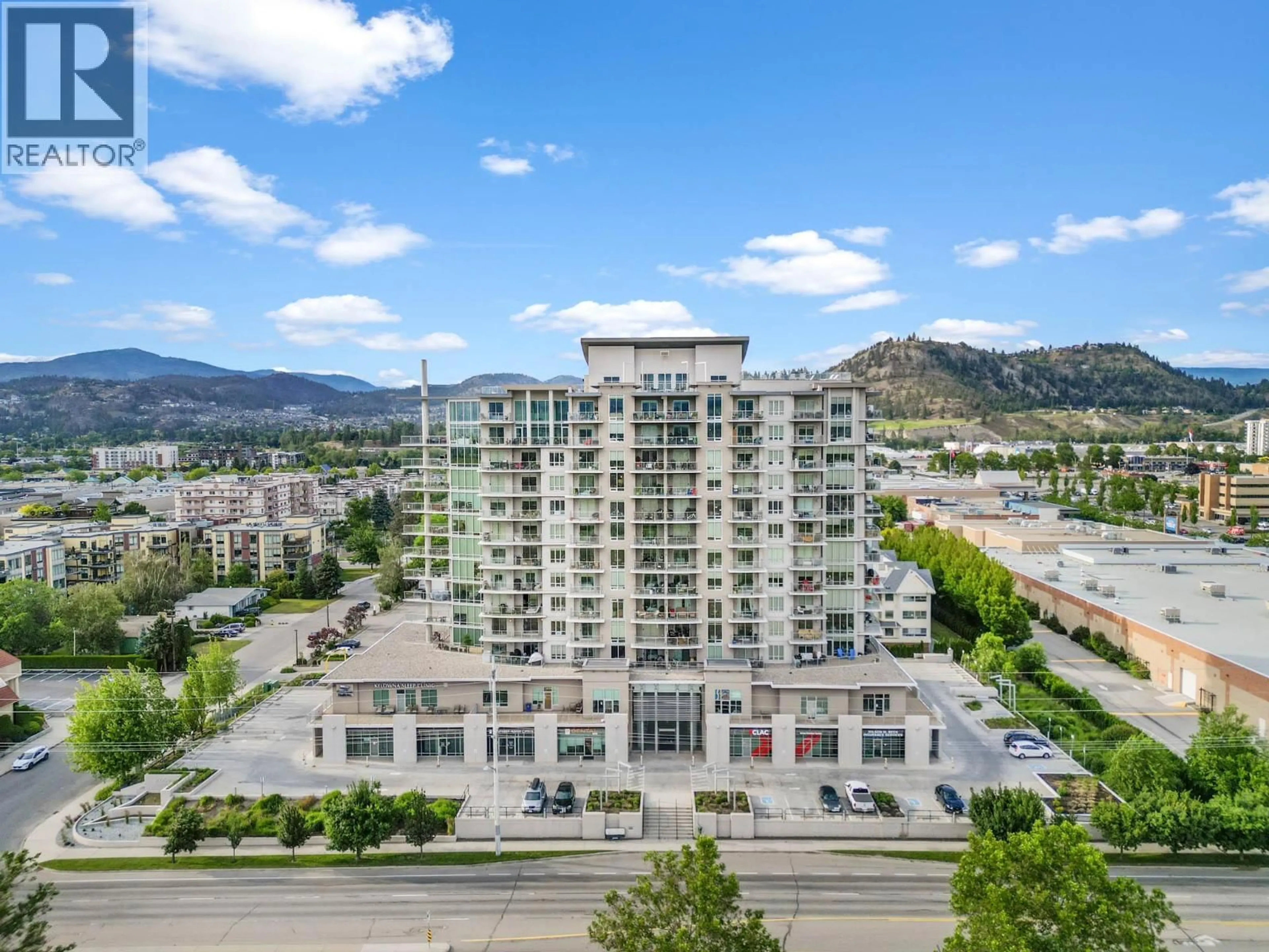 A pic from outside/outdoor area/front of a property/back of a property/a pic from drone, city buildings view from balcony for 201 - 2040 SPRINGFIELD ROAD, Kelowna British Columbia V1Y9N7