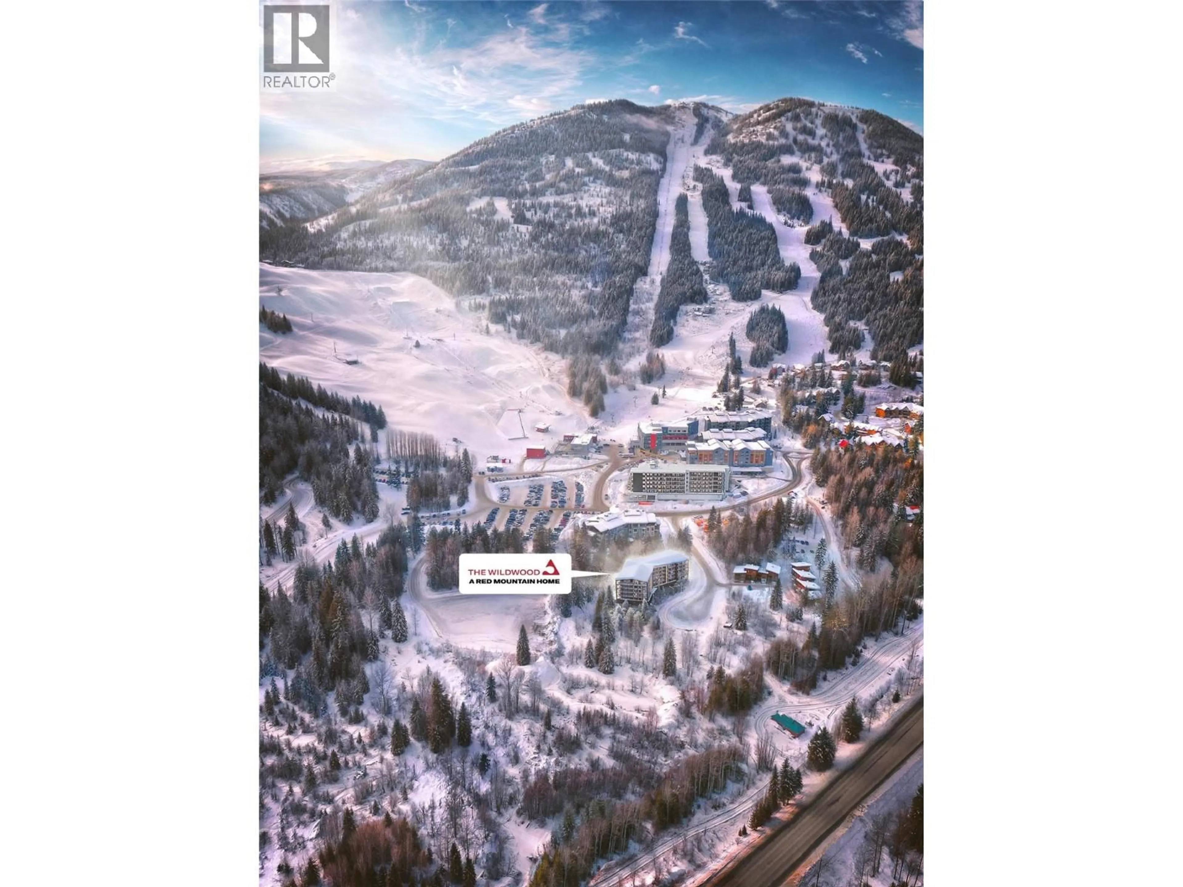 A pic from outside/outdoor area/front of a property/back of a property/a pic from drone, mountain view for 205 - 1010 TELEMARK ROAD, Rossland British Columbia V0G1Y0