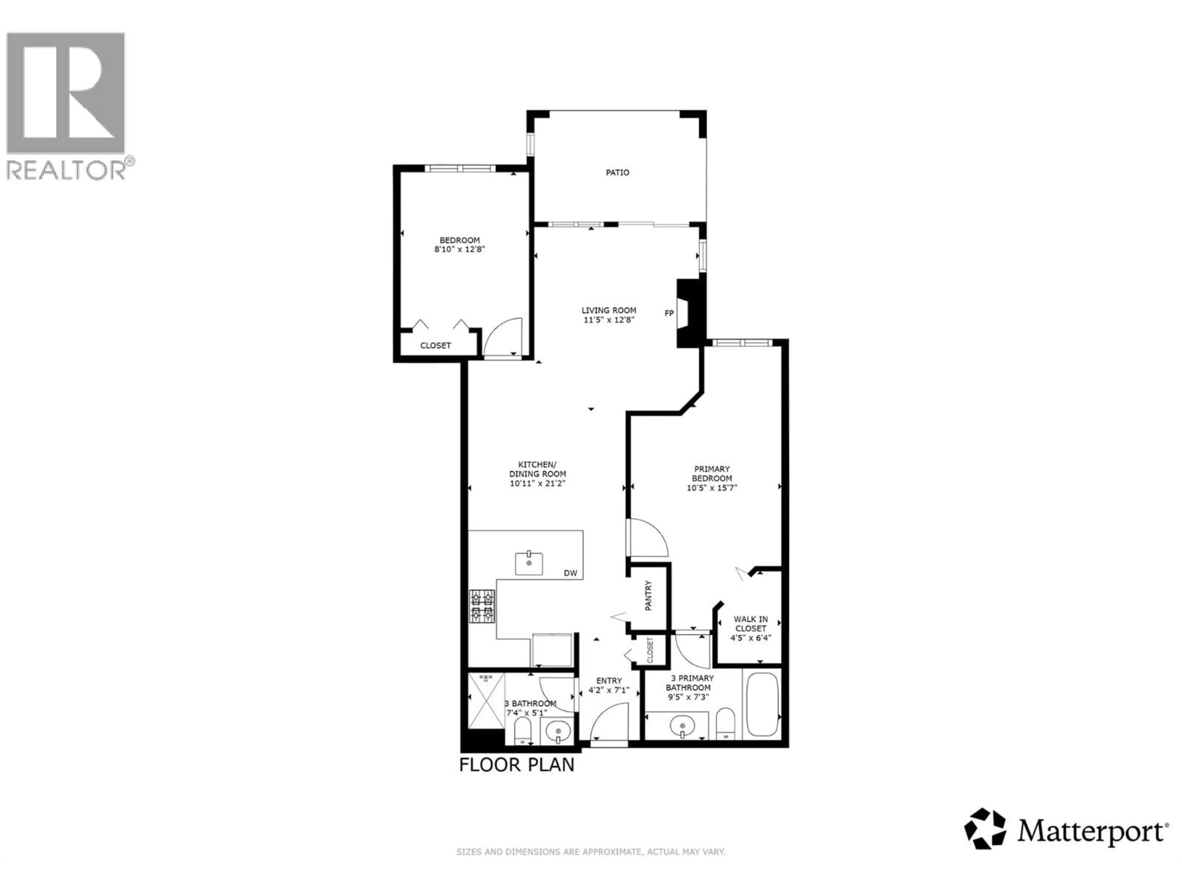 Floor plan for 123 - 1099 SUNSET DRIVE, Kelowna British Columbia V1Y9Z2