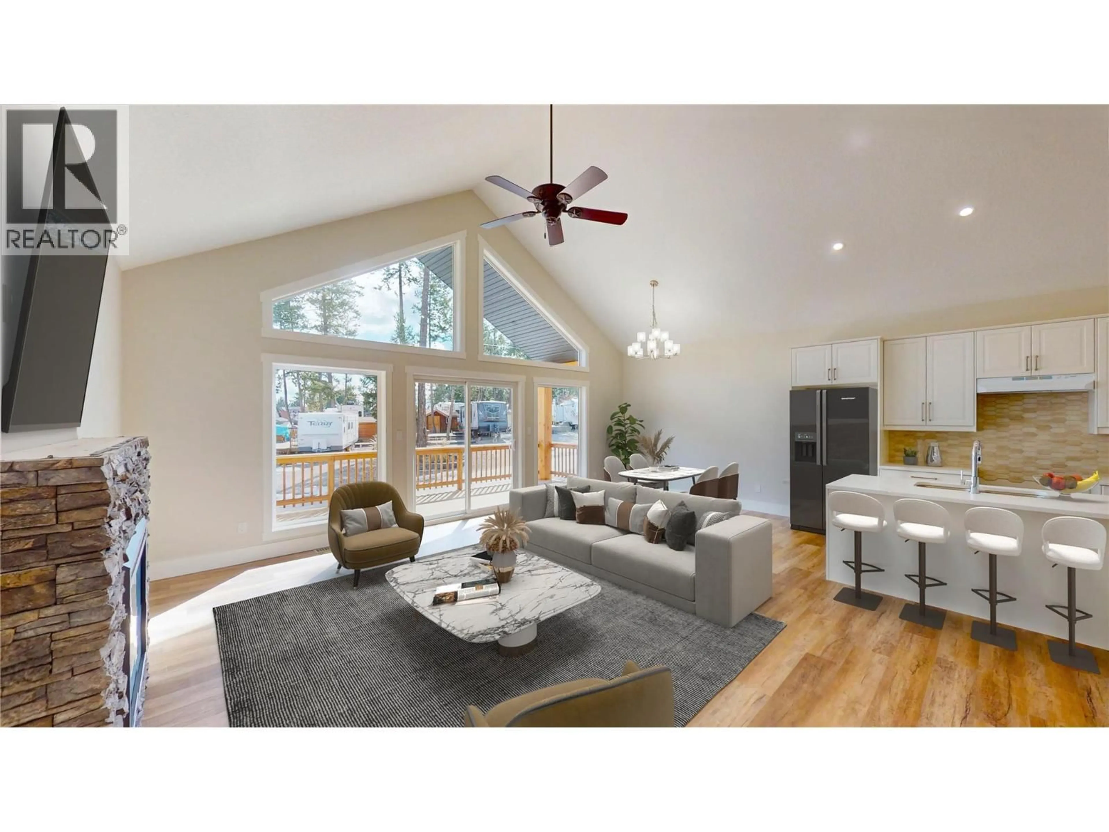 Living room with furniture, wood/laminate floor for 118 - 4868 RIVERVIEW DRIVE, Edgewater British Columbia V0A1E0