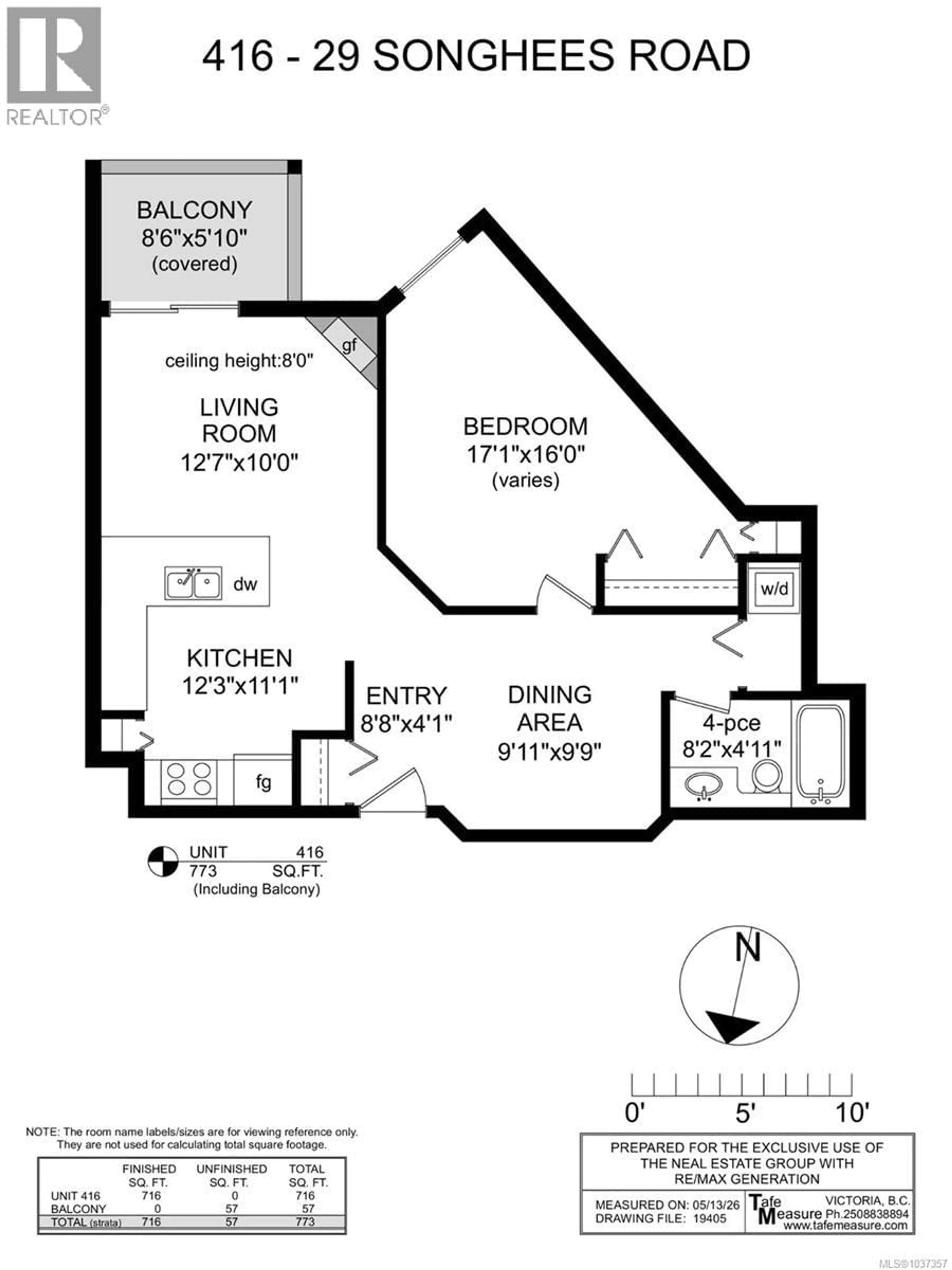 Floor plan for 416 - 29 SONGHEES ROAD, Victoria British Columbia V9A7M6