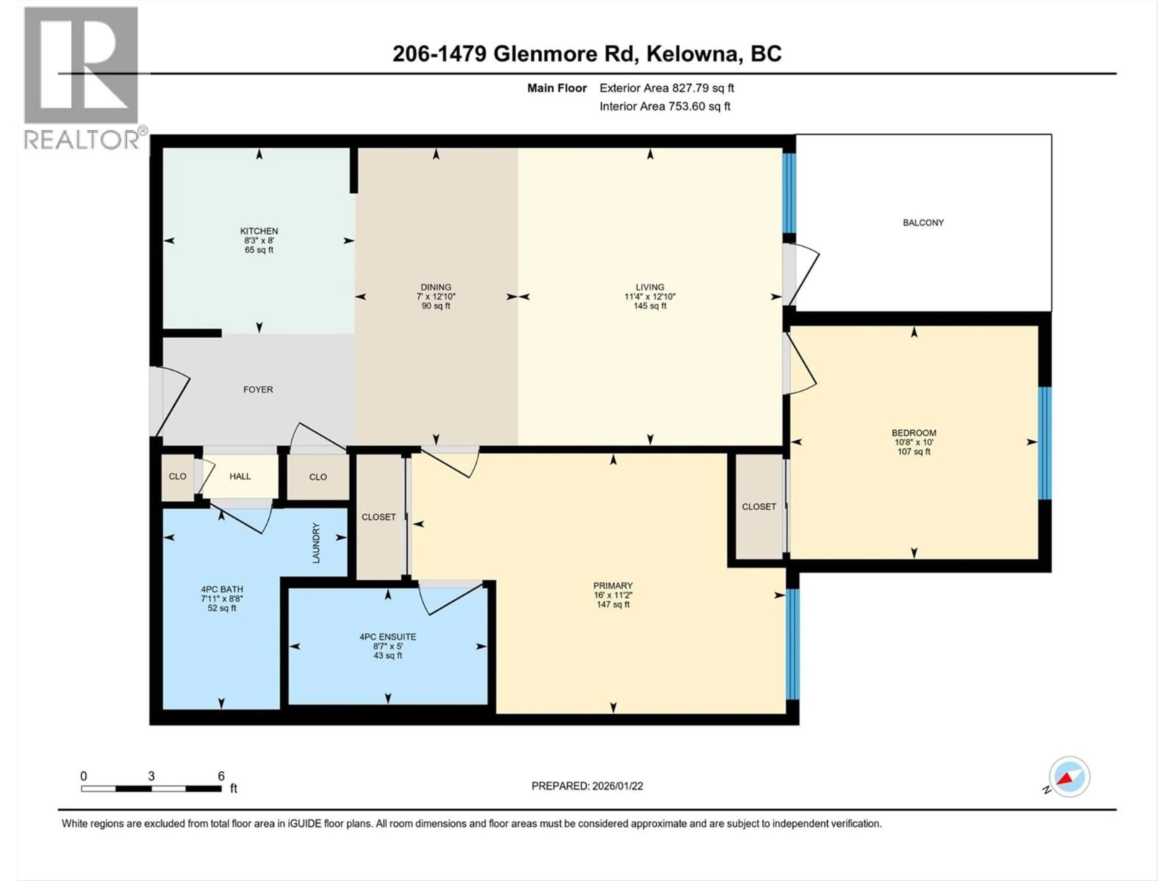 Floor plan for 206 - 1479 GLENMORE ROAD NORTH, Kelowna British Columbia V1V2C5
