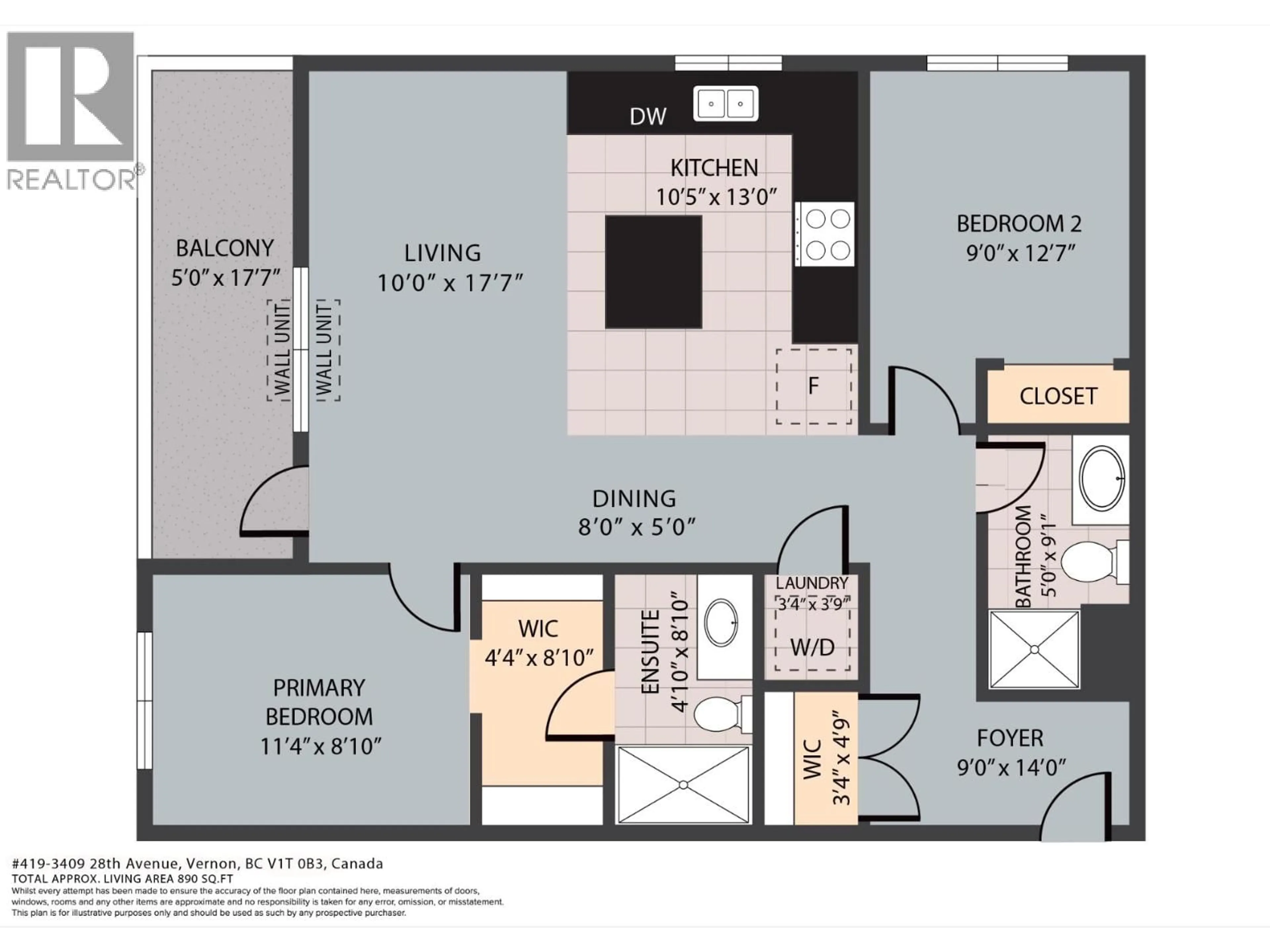 Floor plan for 419 - 3409 28 AVENUE, Vernon British Columbia V1T0B3