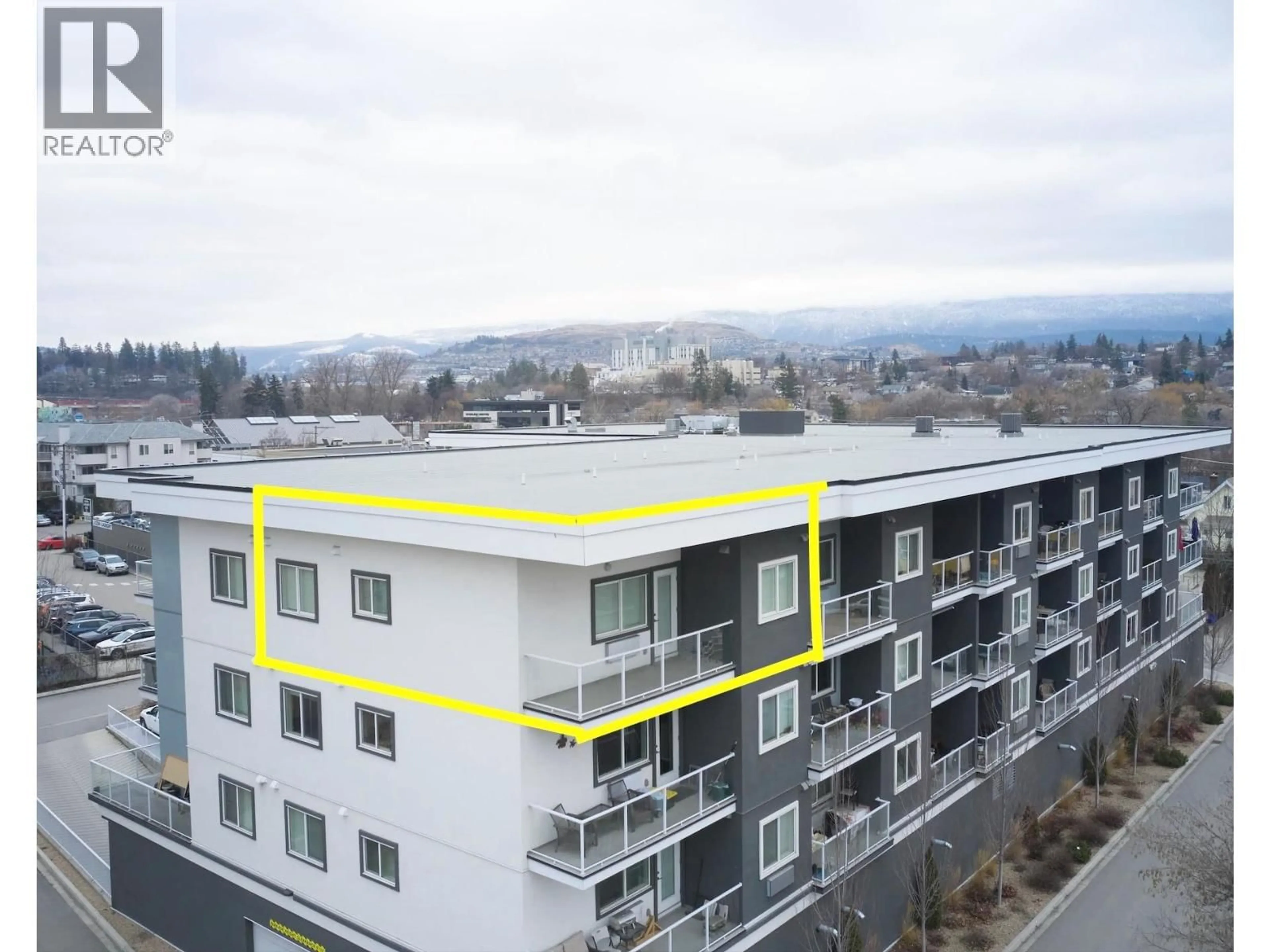 A pic from outside/outdoor area/front of a property/back of a property/a pic from drone, city buildings view from balcony for 419 - 3409 28 AVENUE, Vernon British Columbia V1T0B3
