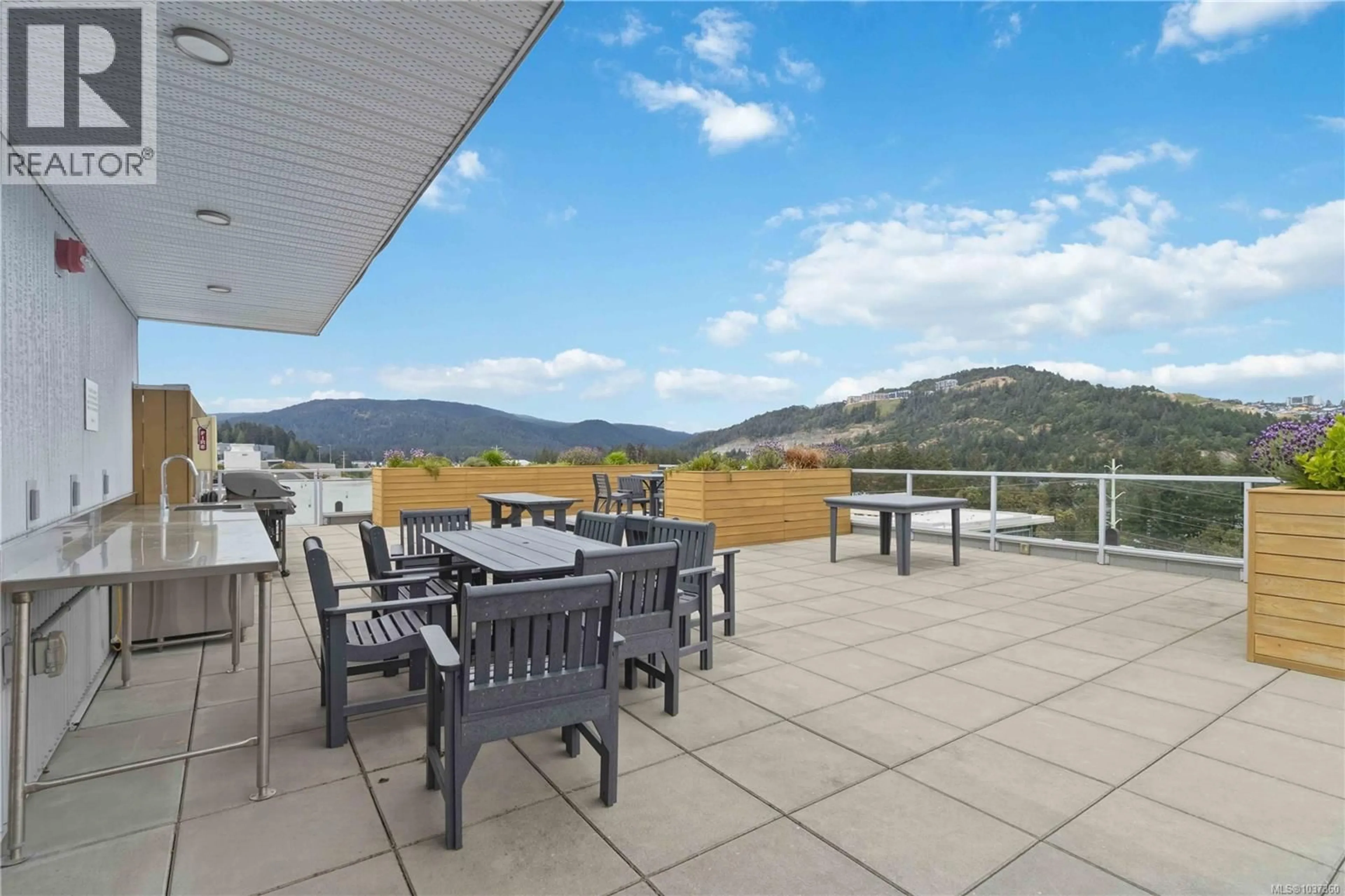 Patio, mountain view for 408 - 1311 LAKEPOINT WAY, Langford British Columbia V9B0S2
