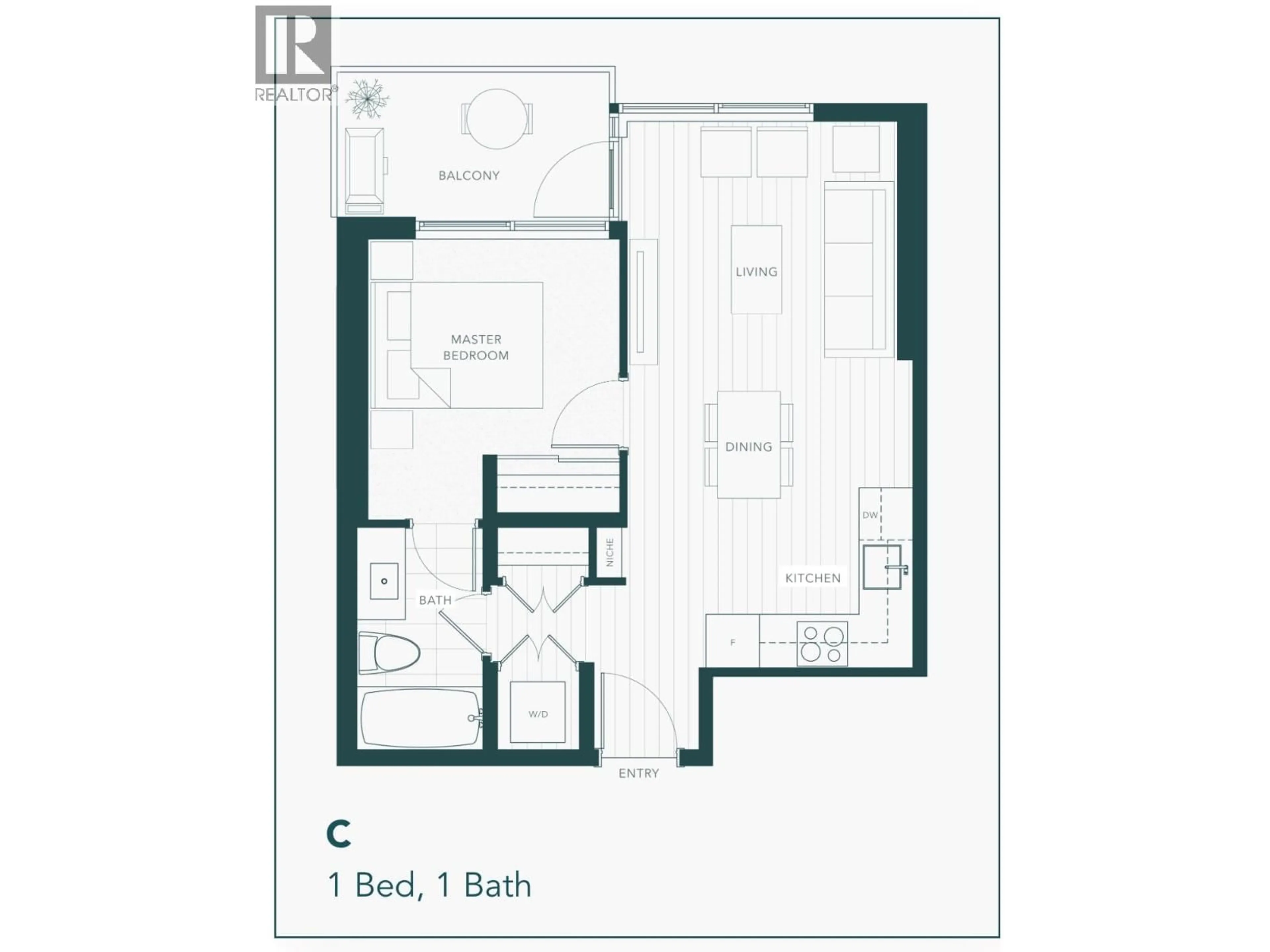 Floor plan for 1109 - 1488 BERTRAM STREET, Kelowna British Columbia V1Y0M6