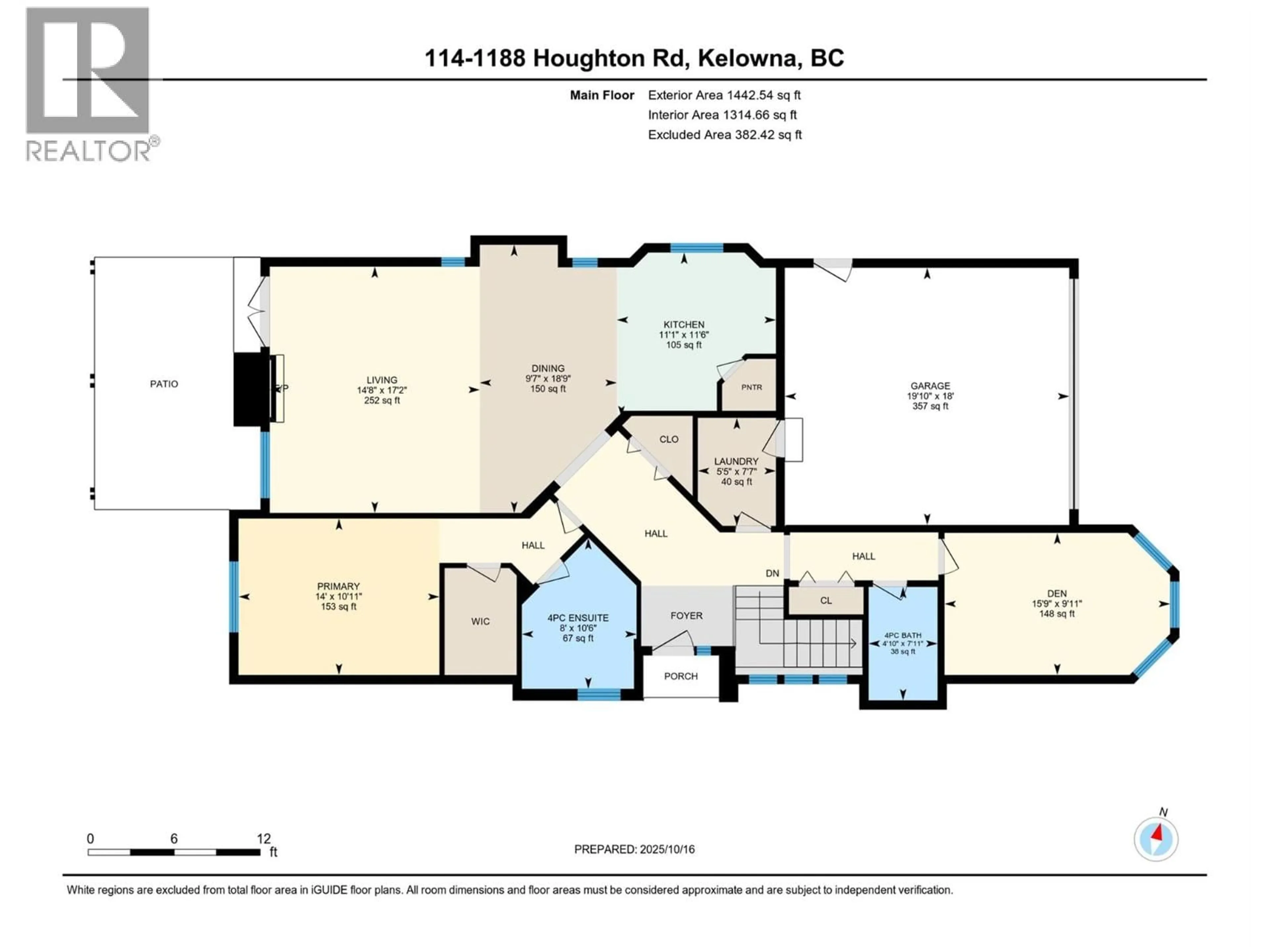 Floor plan for 114 - 1188 HOUGHTON ROAD, Kelowna British Columbia V1X2C9