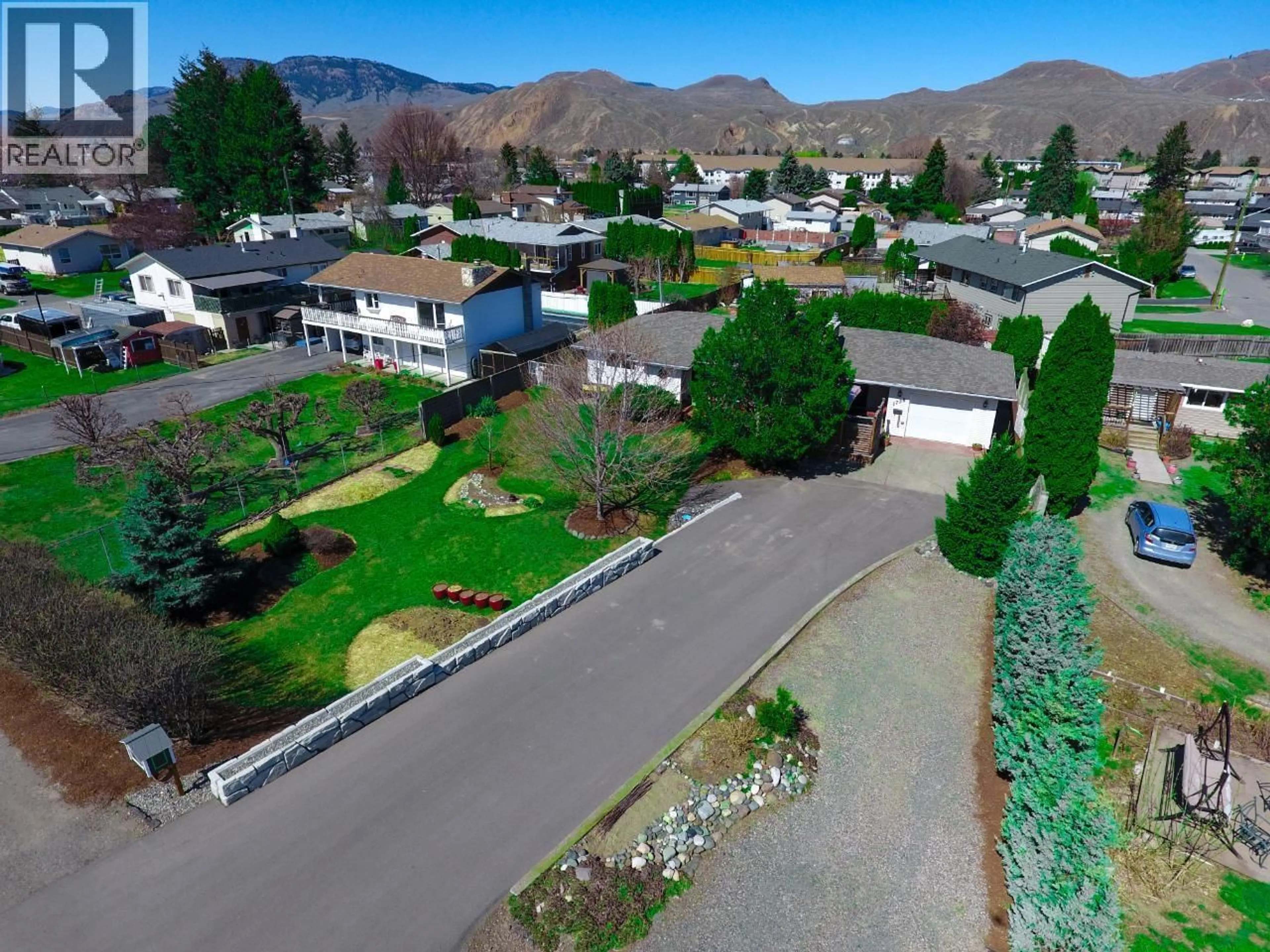 A pic from outside/outdoor area/front of a property/back of a property/a pic from drone, mountain view for 1736 HAPPYVALE AVENUE, Kamloops British Columbia V2B4H5