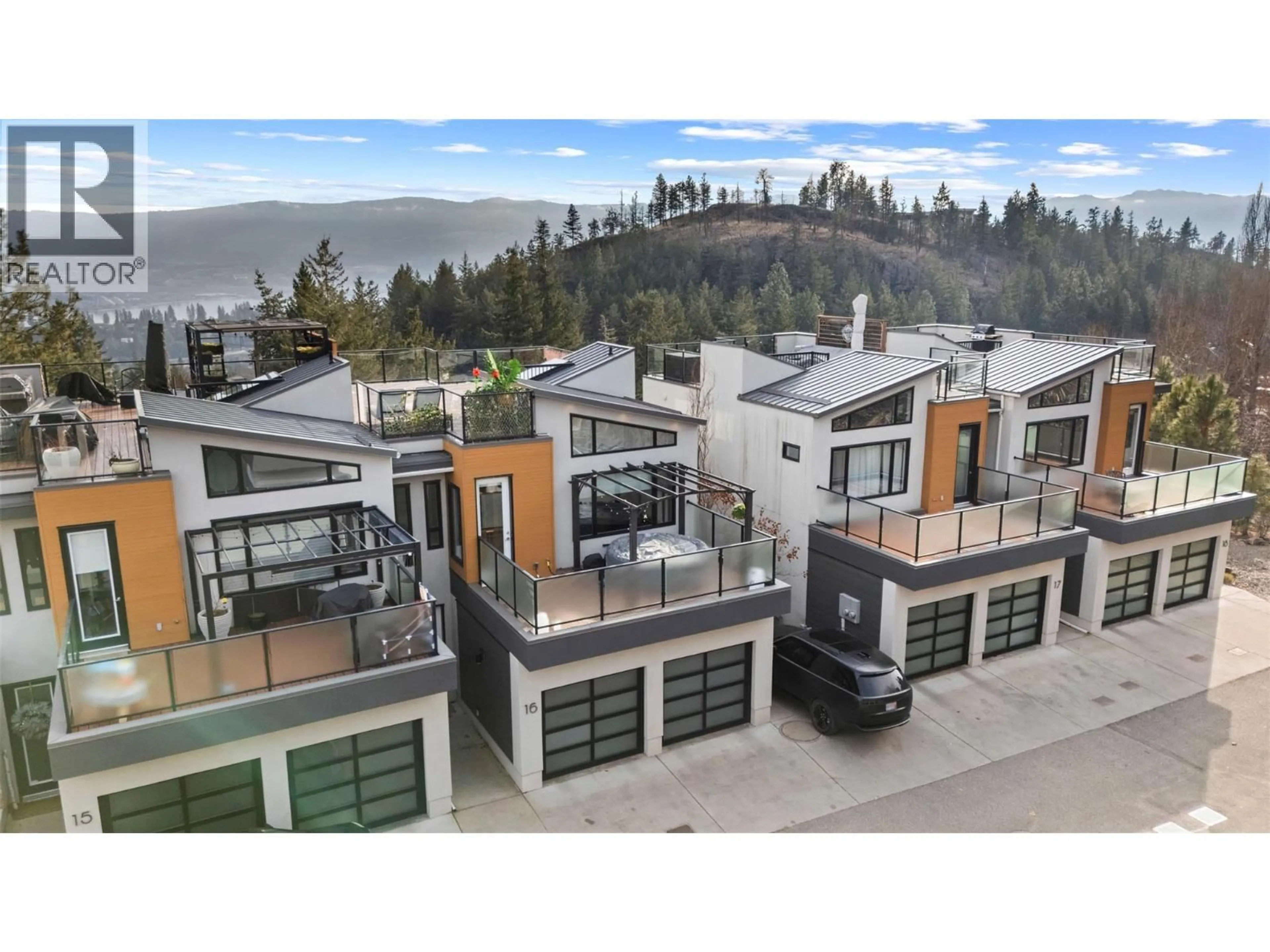A pic from outside/outdoor area/front of a property/back of a property/a pic from drone, mountain view for 16 - 1818 PEAK POINT COURT, West Kelowna British Columbia V1Z4B4
