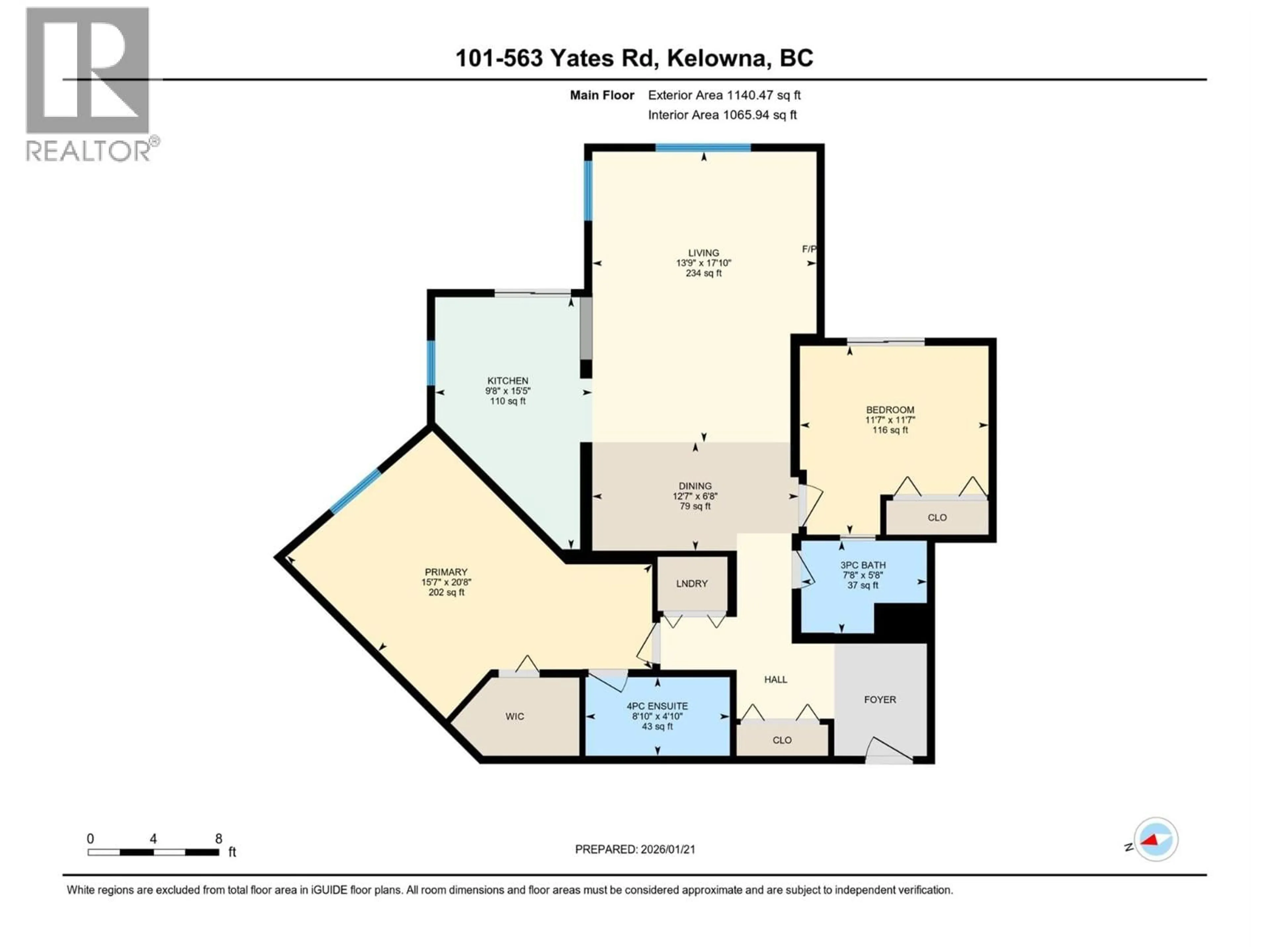 Floor plan for 101 - 563 YATES ROAD, Kelowna British Columbia V1V2V3
