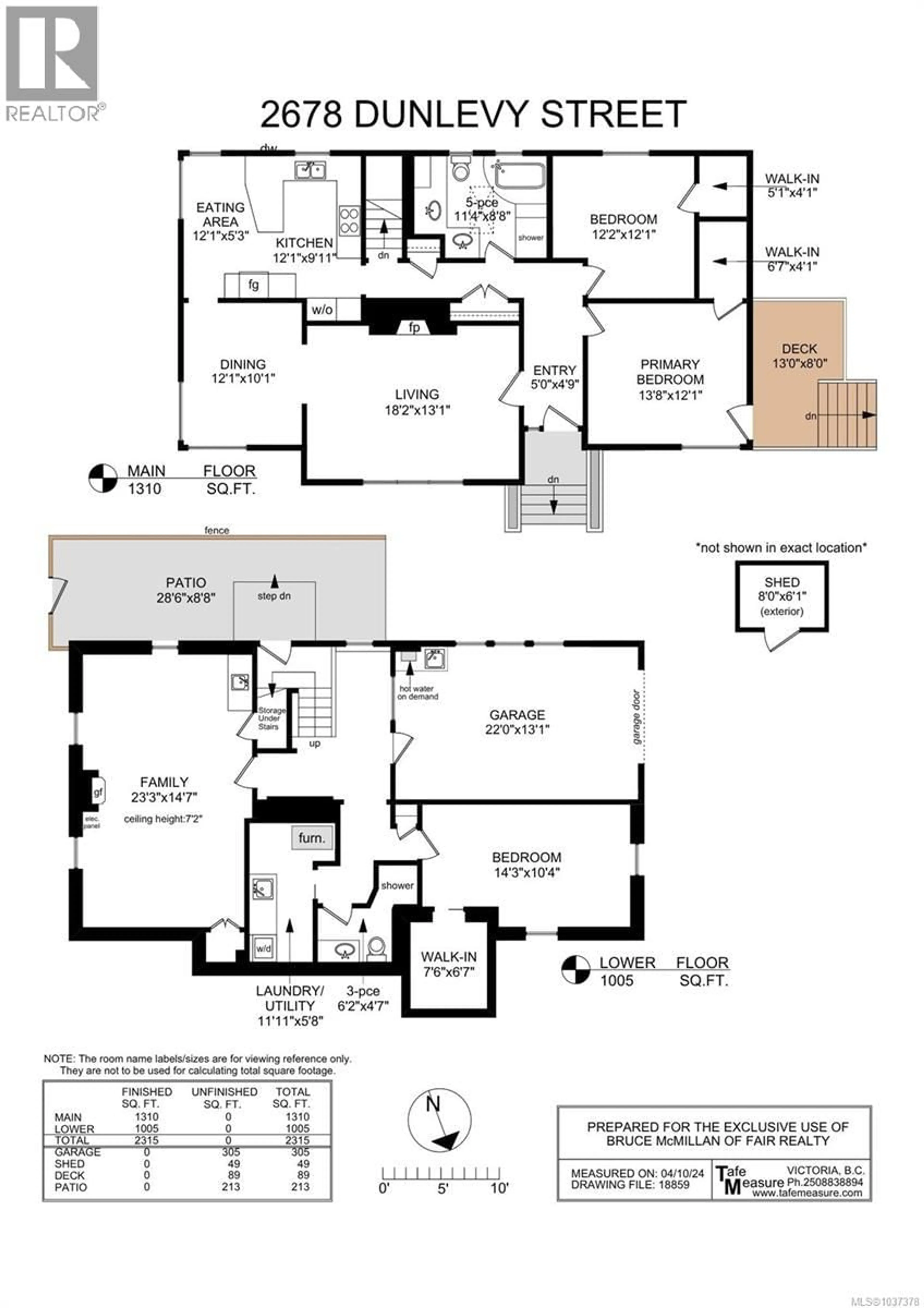Floor plan for 2678 DUNLEVY STREET, Oak Bay British Columbia V8R5Z2