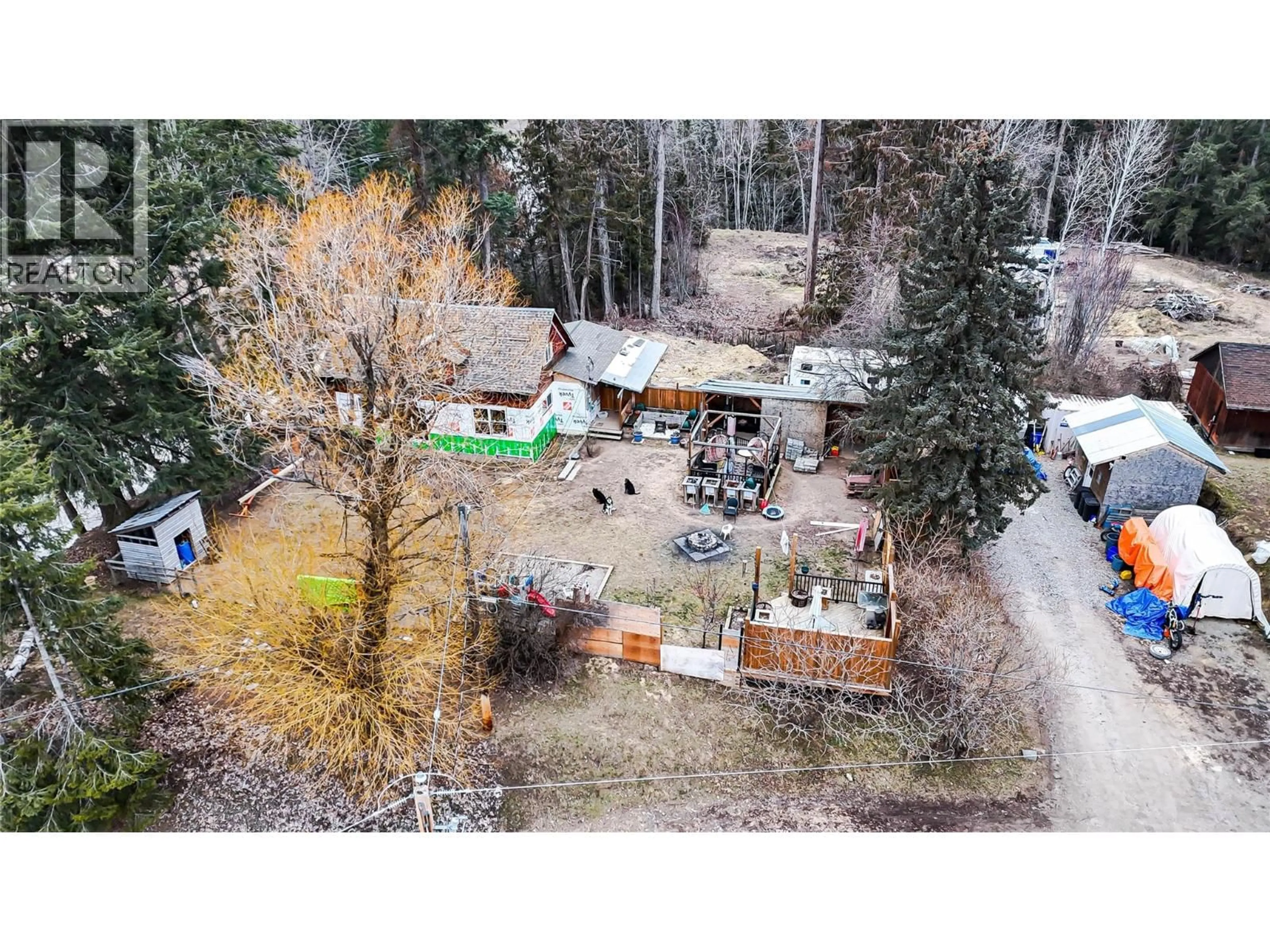 A pic from outside/outdoor area/front of a property/back of a property/a pic from drone, forest/trees view for 4114 51ST STREET, Canyon British Columbia V0B1C1