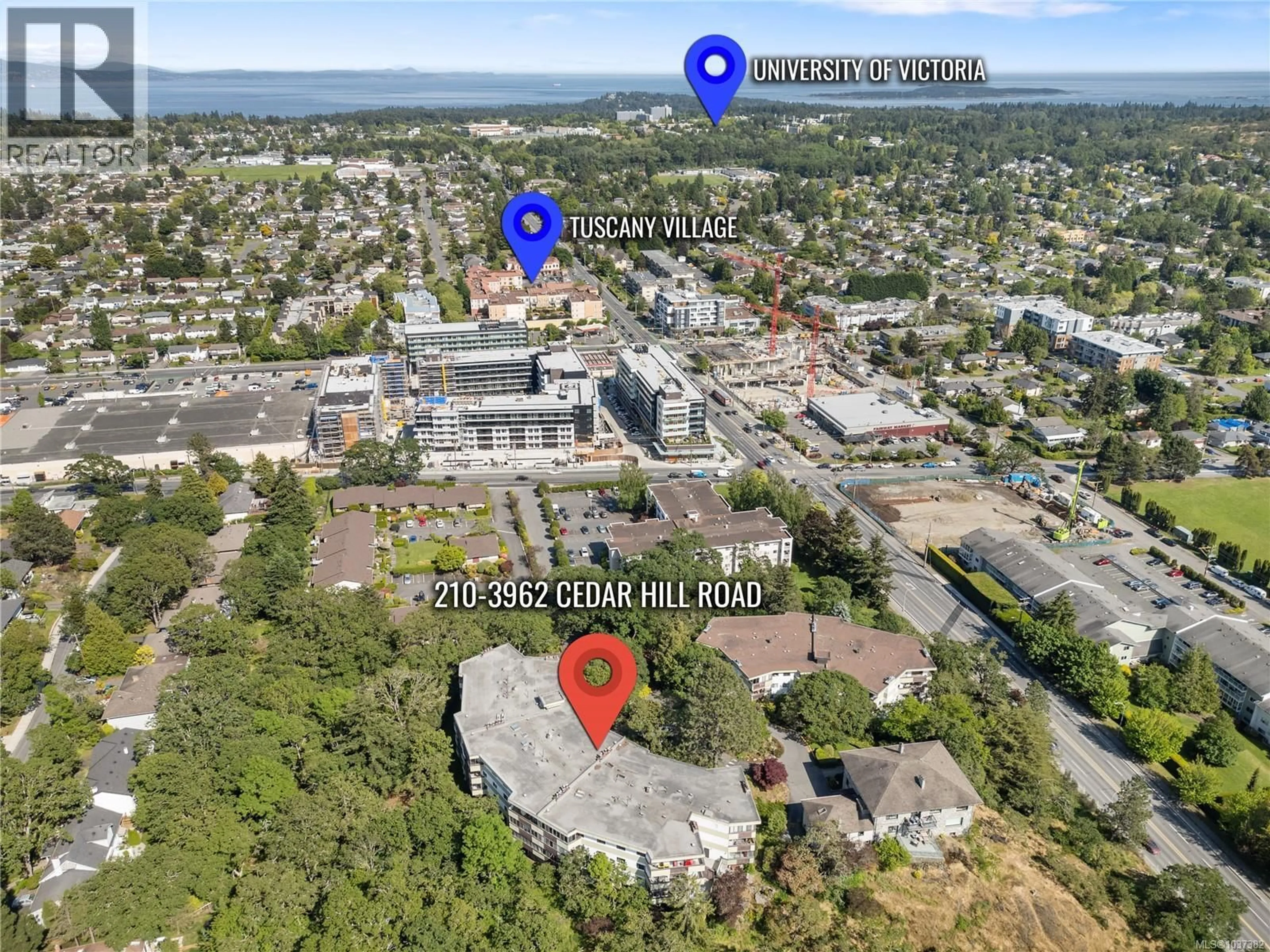 A pic from outside/outdoor area/front of a property/back of a property/a pic from drone, street for 210 - 3962 CEDAR HILL ROAD, Saanich British Columbia V8N3B8
