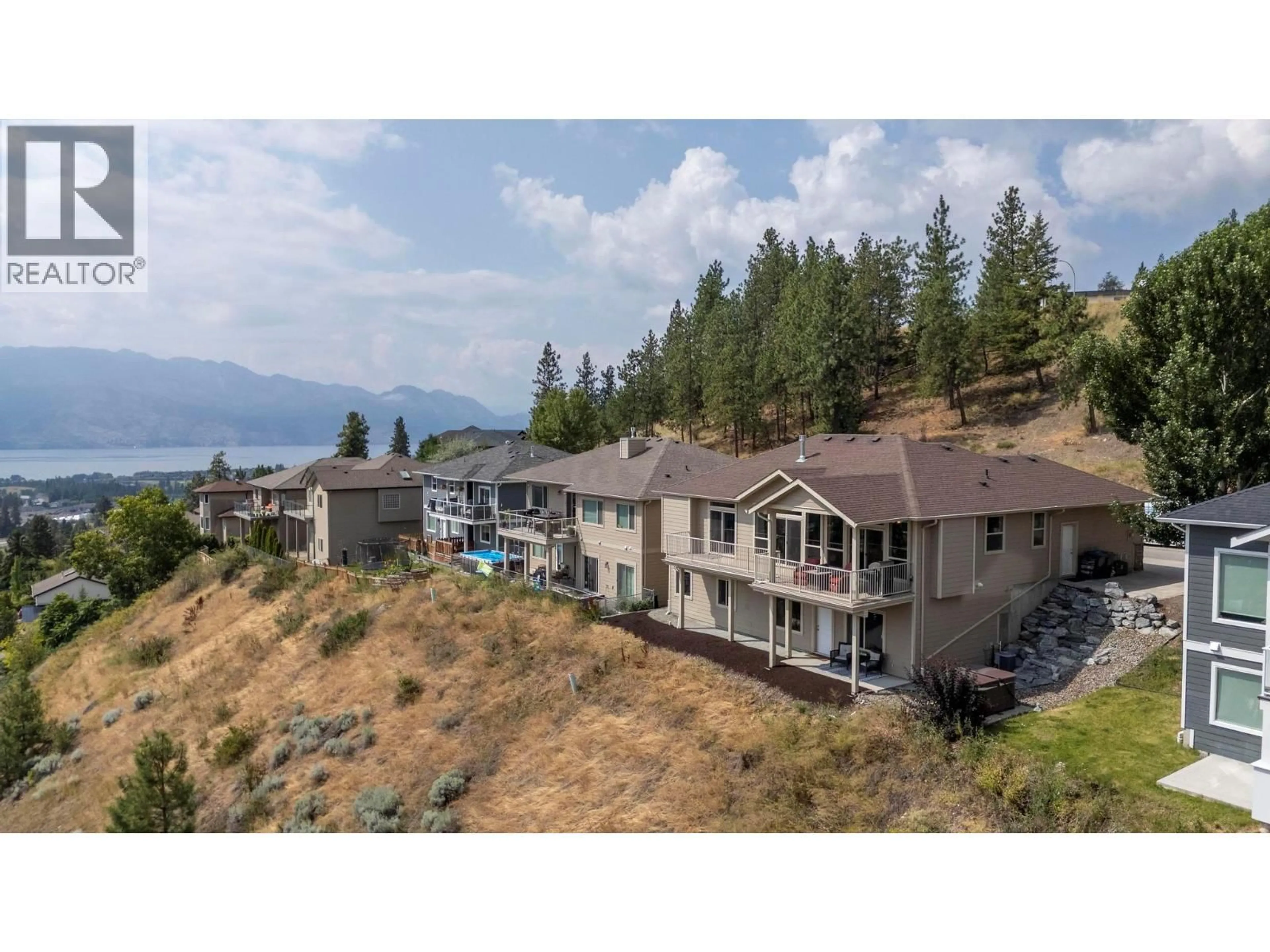 A pic from outside/outdoor area/front of a property/back of a property/a pic from drone, water/lake/river/ocean view for 2969 ENSIGN LANE, West Kelowna British Columbia V4T2Z4