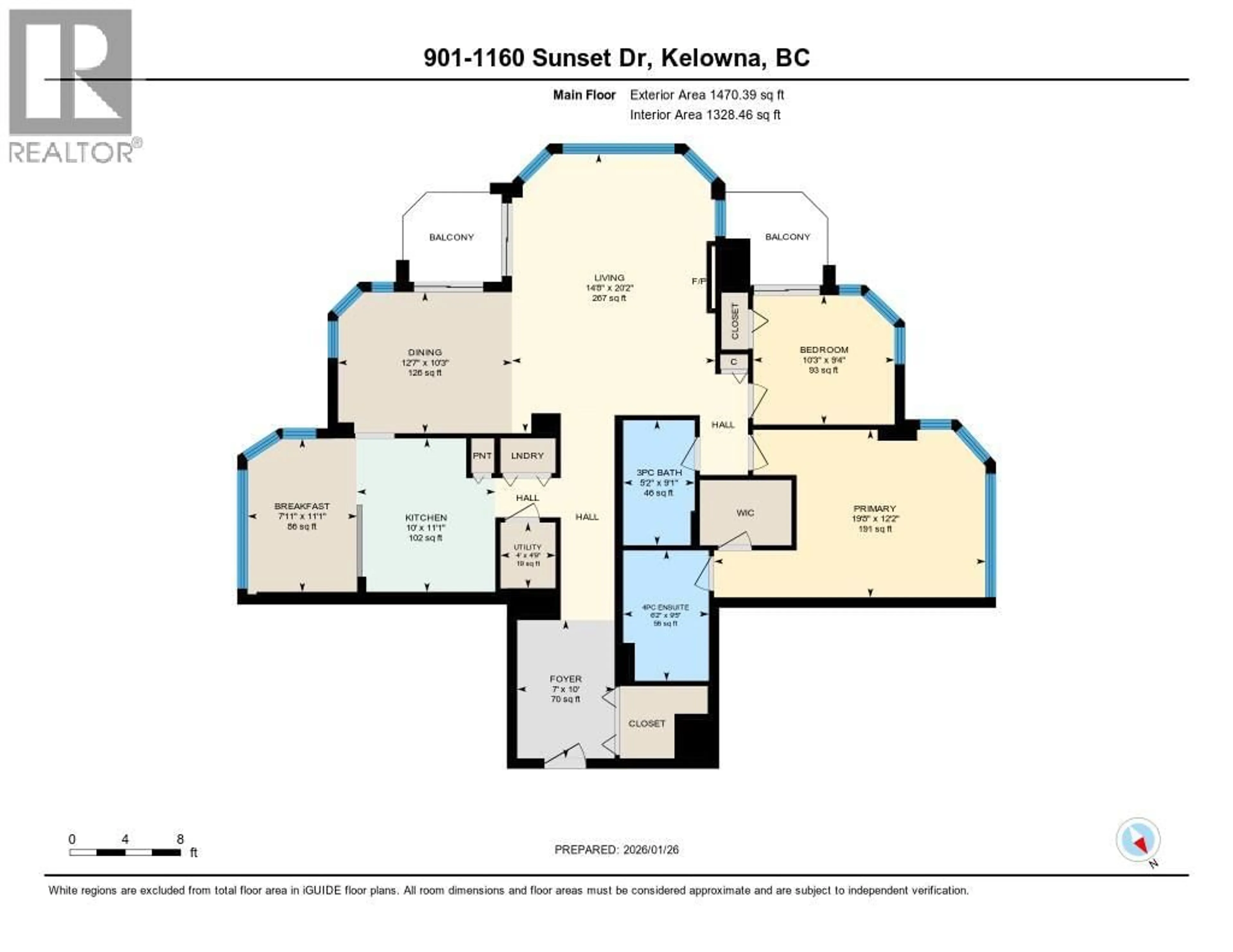 Floor plan for 901 - 1160 SUNSET DRIVE, Kelowna British Columbia V1Y9P7