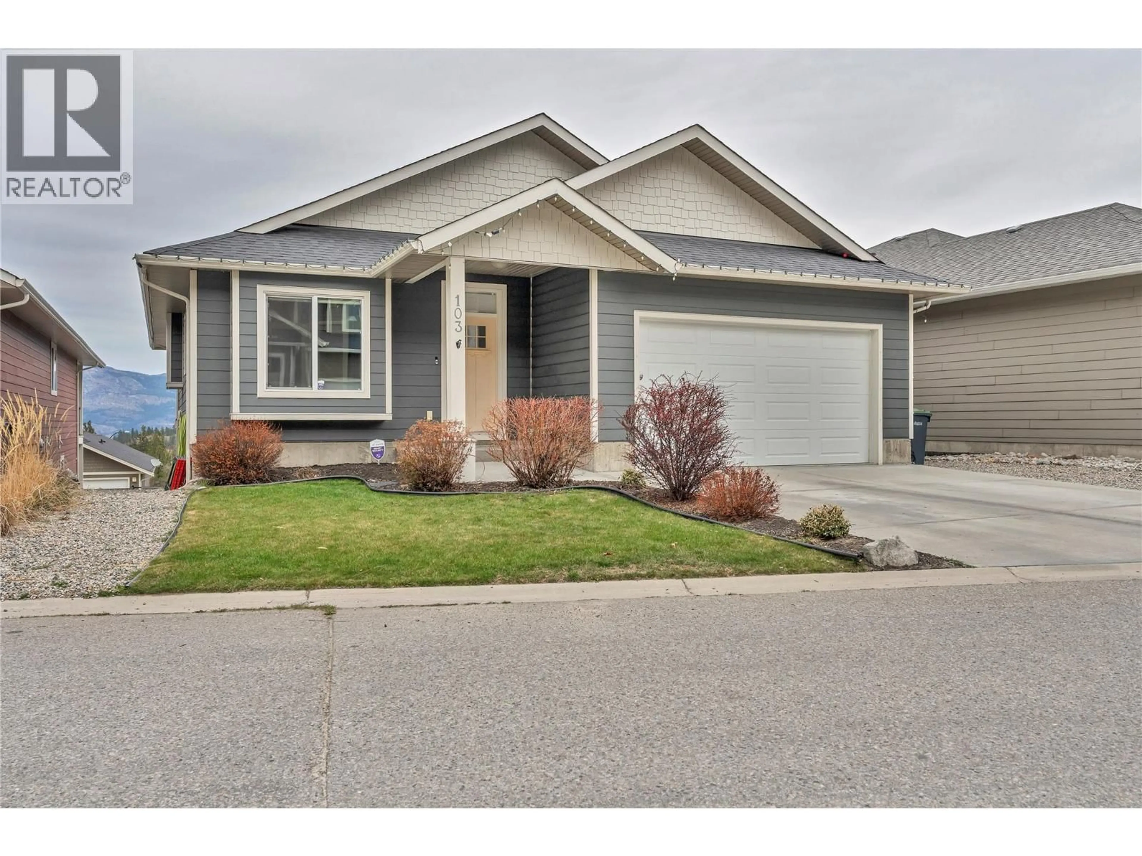 Home with vinyl exterior material, street for 103 - 14395 HERRON ROAD, Summerland British Columbia V0H1Z3