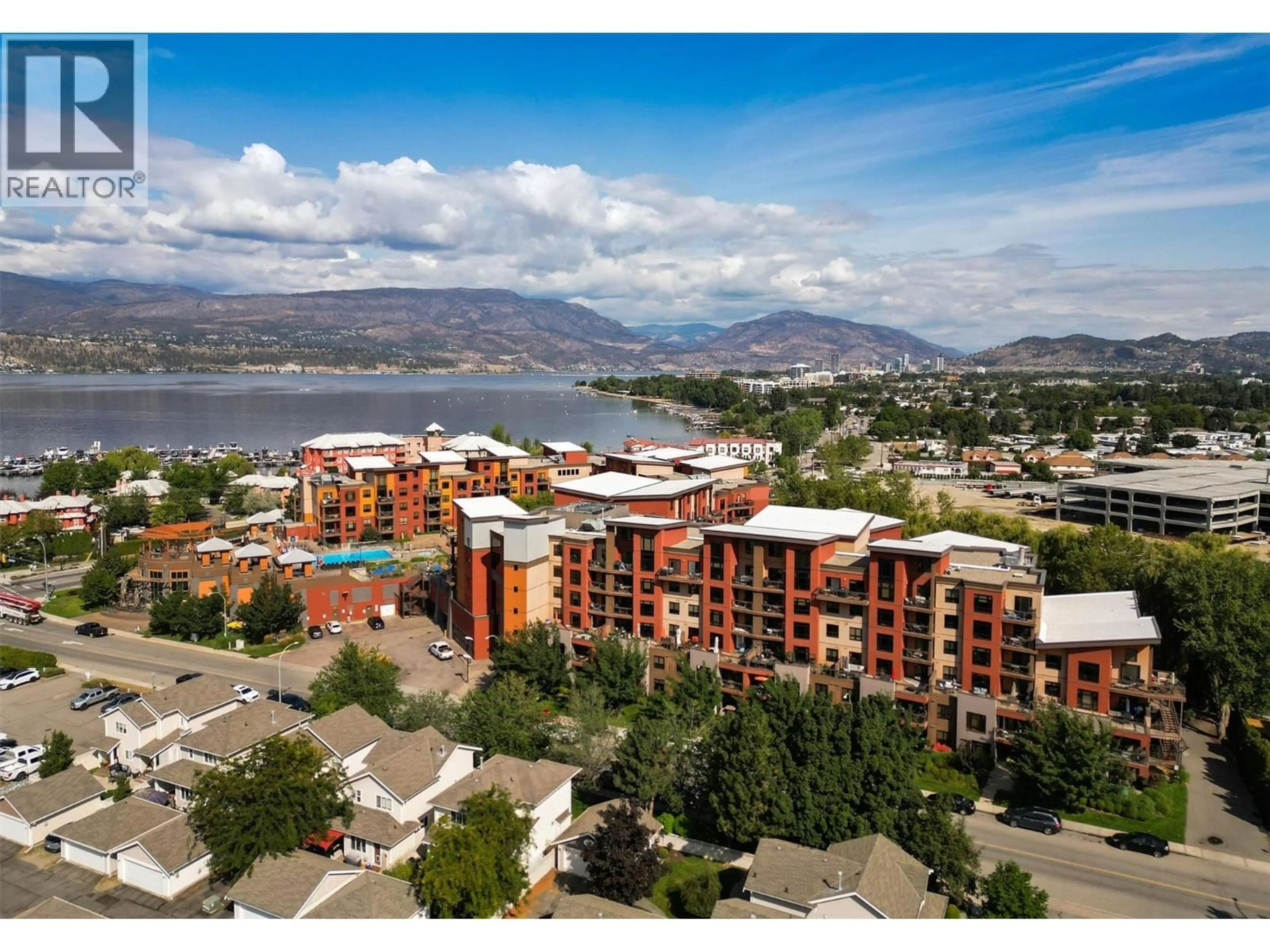 A pic from outside/outdoor area/front of a property/back of a property/a pic from drone, mountain view for 605 - 654 COOK ROAD, Kelowna British Columbia V1W3G7