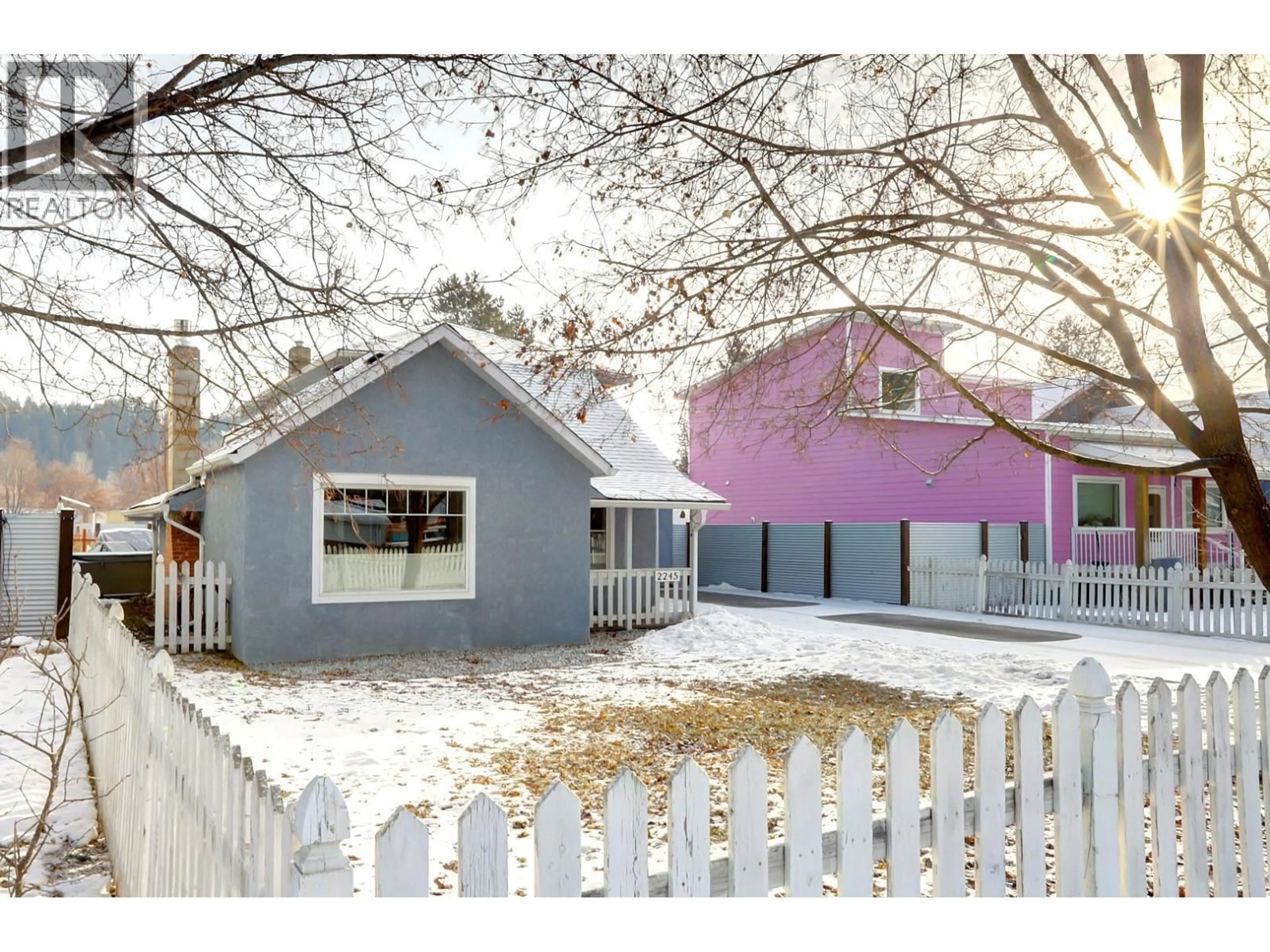 Home with vinyl exterior material, street for 2245 SHUSWAP AVENUE, Lumby British Columbia V0E2G0