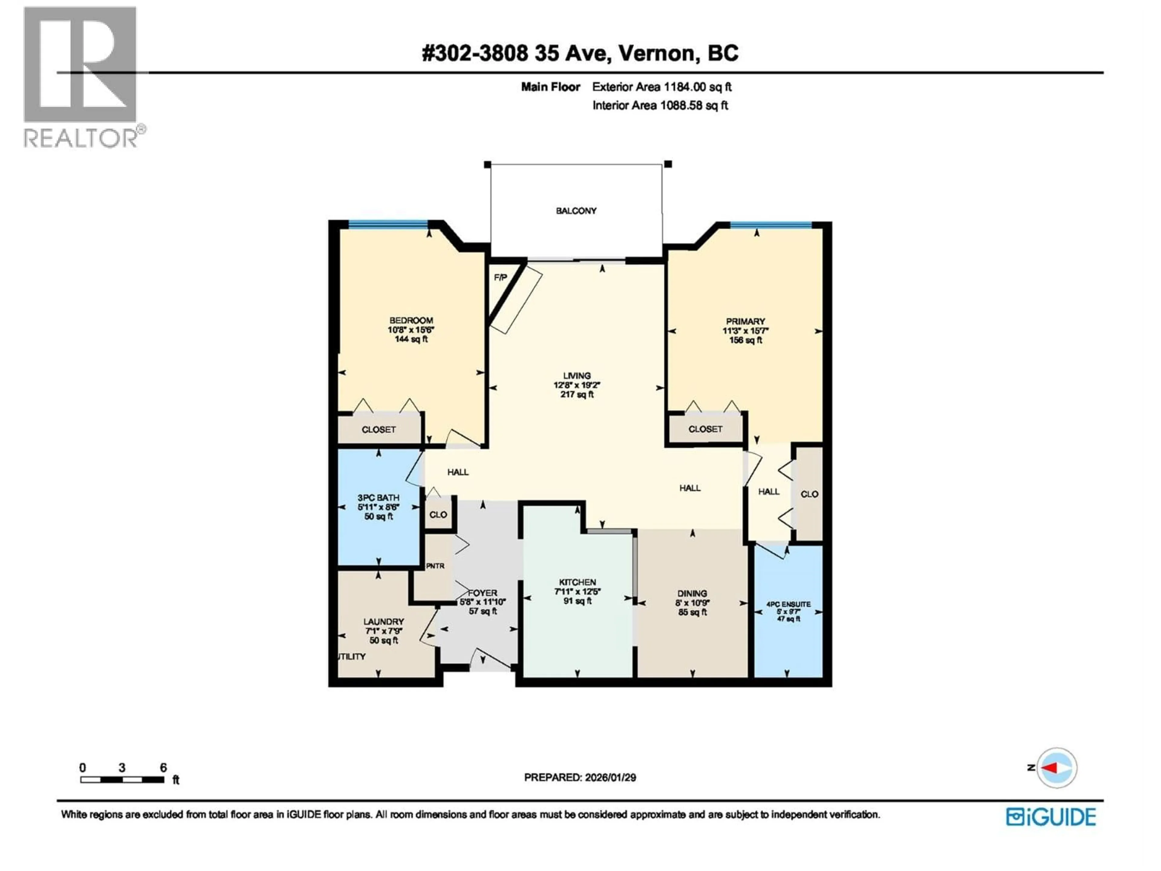 Floor plan for 302 - 3808 35 AVENUE, Vernon British Columbia V1T2T9