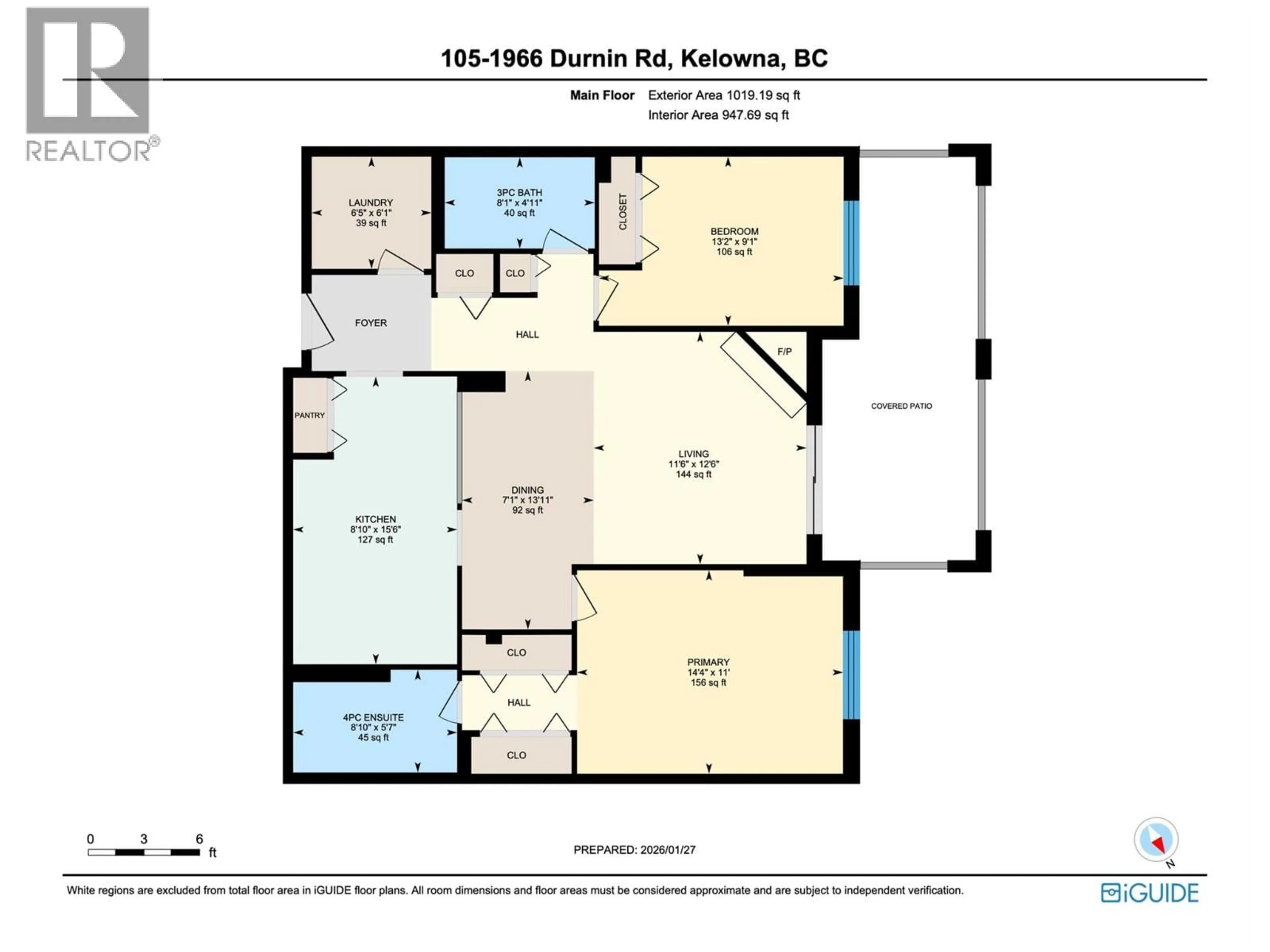 Floor plan for 105 - 1966 DURNIN ROAD, Kelowna British Columbia V1X7Z2