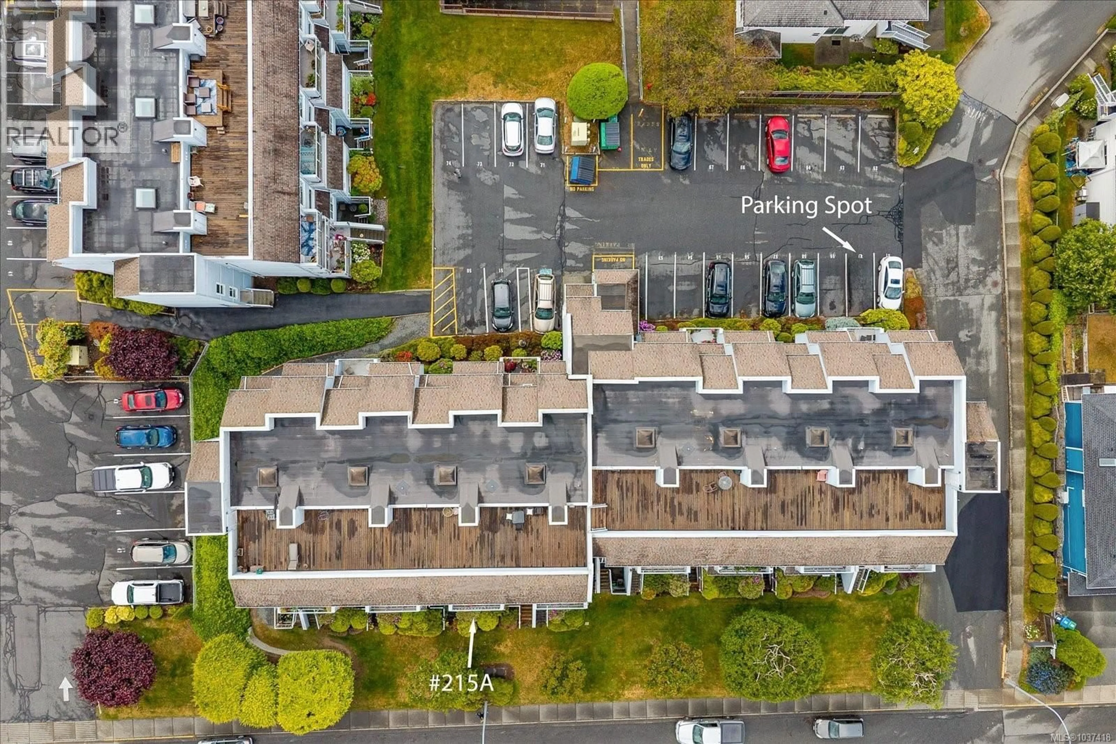 A pic from outside/outdoor area/front of a property/back of a property/a pic from drone, unknown for 215A - 6231 BLUEBACK ROAD, Nanaimo British Columbia V9J1J3