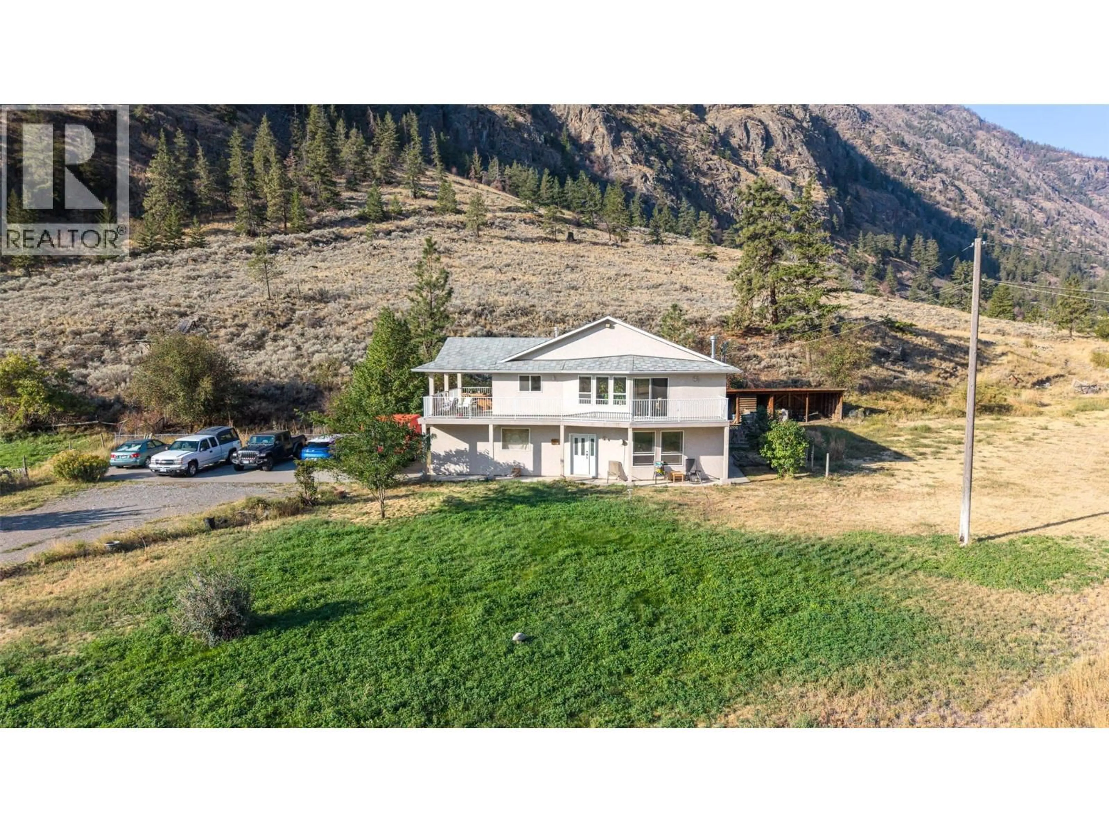 A pic from outside/outdoor area/front of a property/back of a property/a pic from drone, mountain view for 205 ASHNOLA ROAD, Keremeos British Columbia V0X1N1