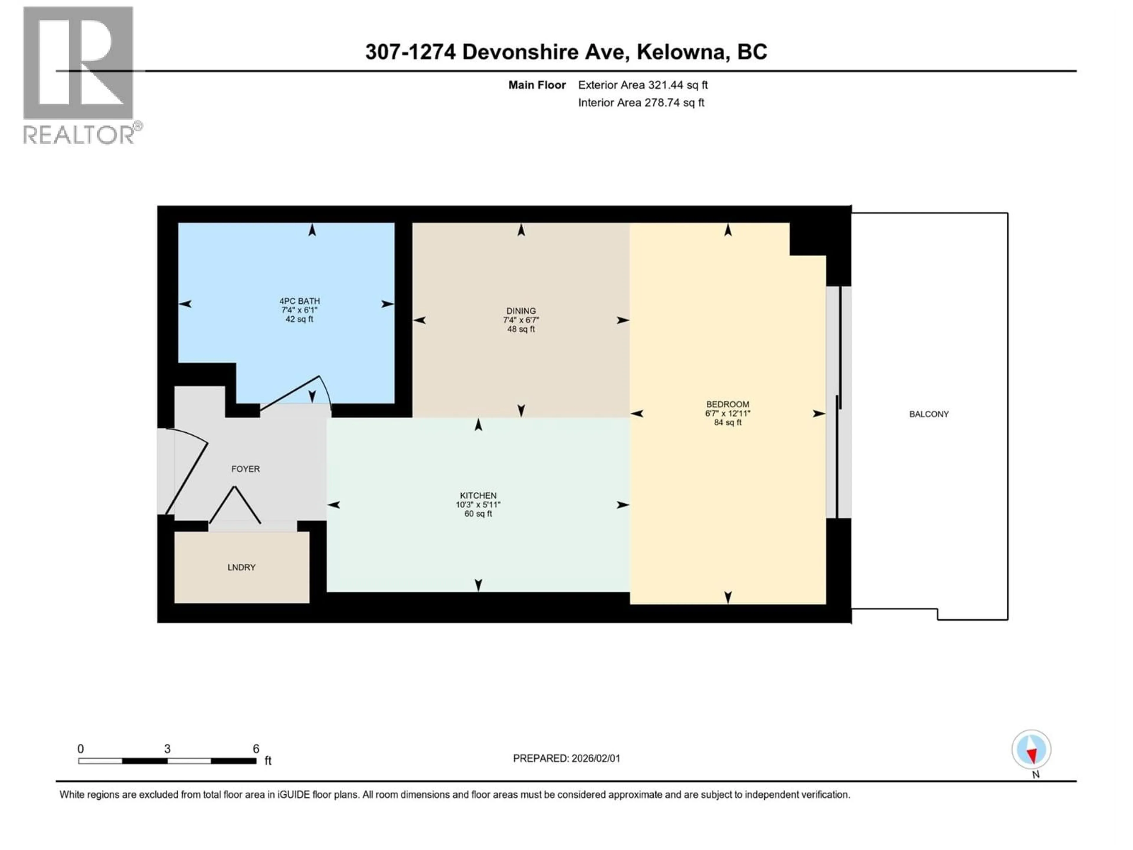 Floor plan for 307 - 1274 DEVONSHIRE AVENUE, Kelowna British Columbia V1Y0M7